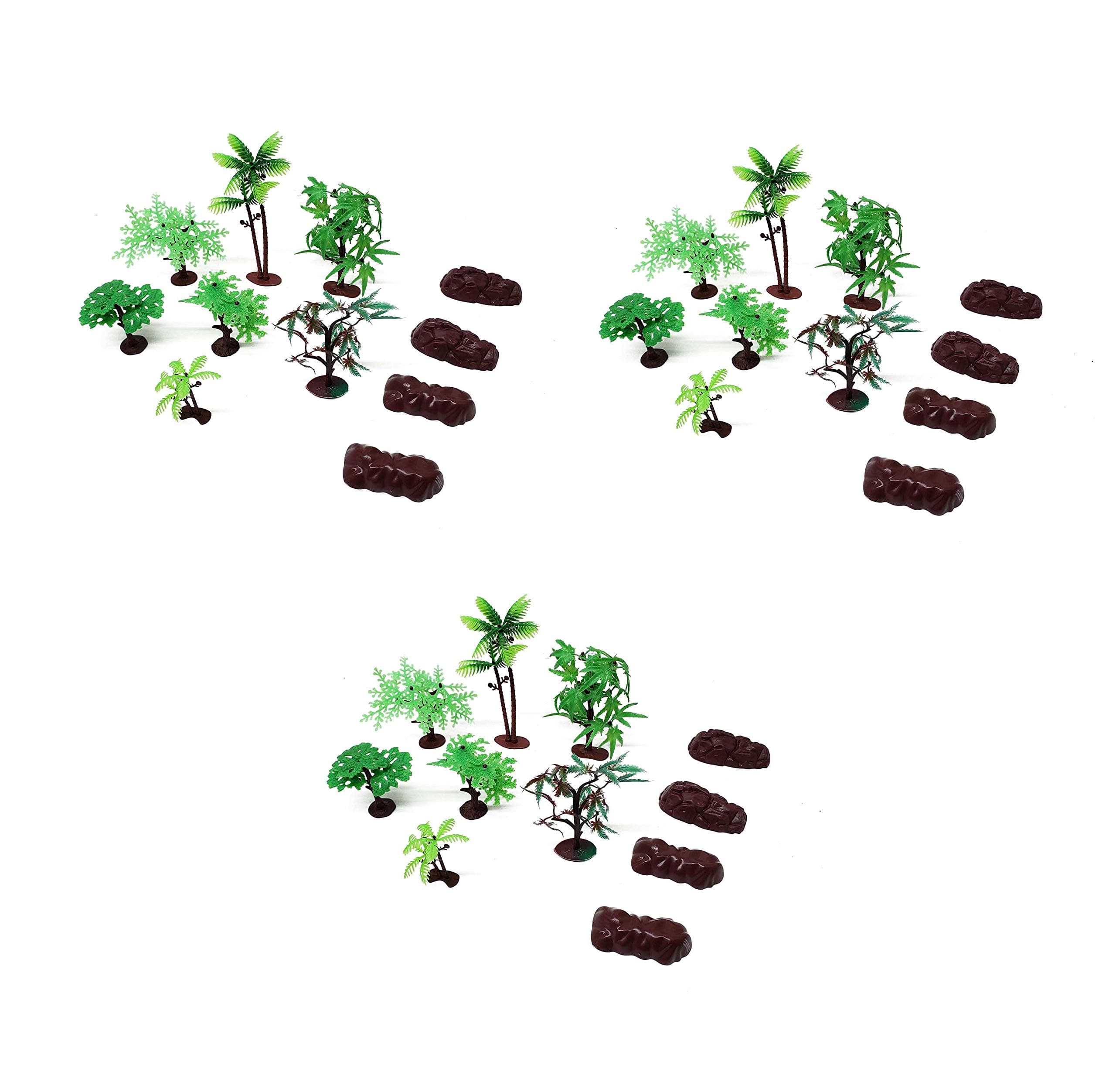 33 Piece Assorted Plastic Model Tree and Rocks Jungle Set