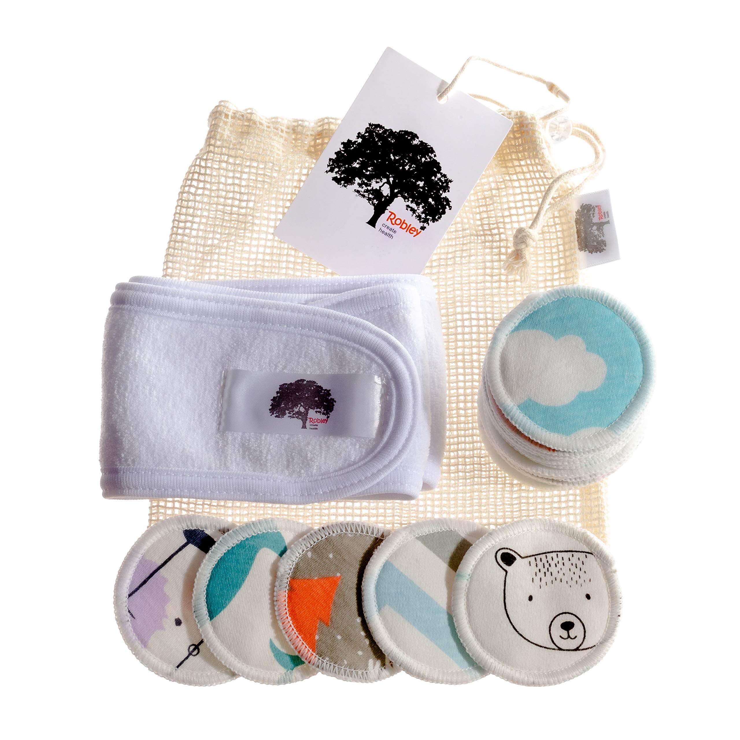 Reusable Makeup Remover Pads - 18 Pack 2.5 Inch - with Mesh Laundry Bag + Headband - Makeup Remover - Makeup Remover Wipes - Makeup Remover Pads - Makeup Removing Wipes - Eye Makeup Remover Pads