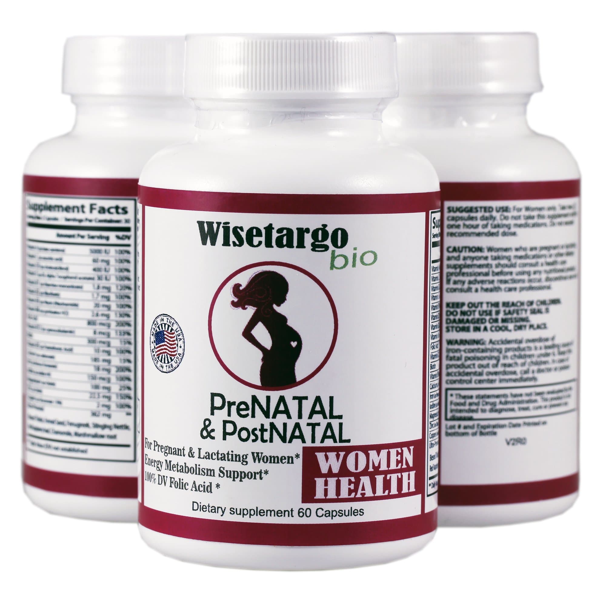 Wisetargo Bio Prenatal - Multi Vitamin | Vitamin A,C,D3,E,B1,B2,B3,B6,B12,B5 | Biotin | Zink | Iron | Folic Acid | Iron | Calcium