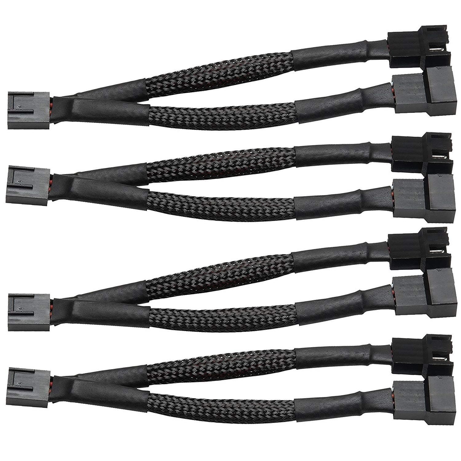 Easycargo Case Fan Splitter Cable, PWM Cable Splitter Duplicator, Case Fan Power Duplicator Converter, Dual Case Fan Power Adapter, Case Fan Y Cable (4-inch 4-Pack)