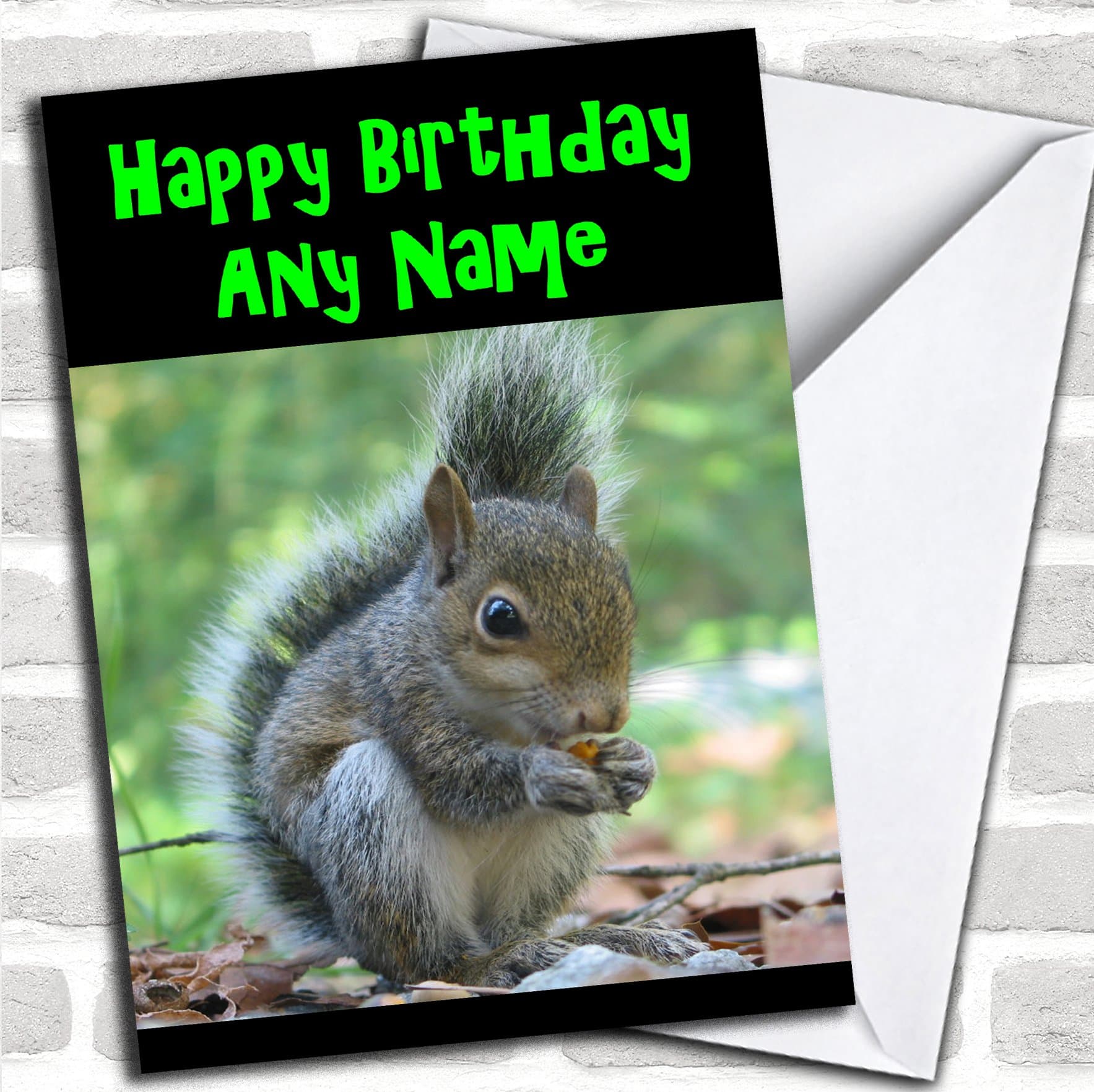 Grey Squirrel Birthday Card with Envelope, Can Be Fully Personalised, Dispatched Fast & Free