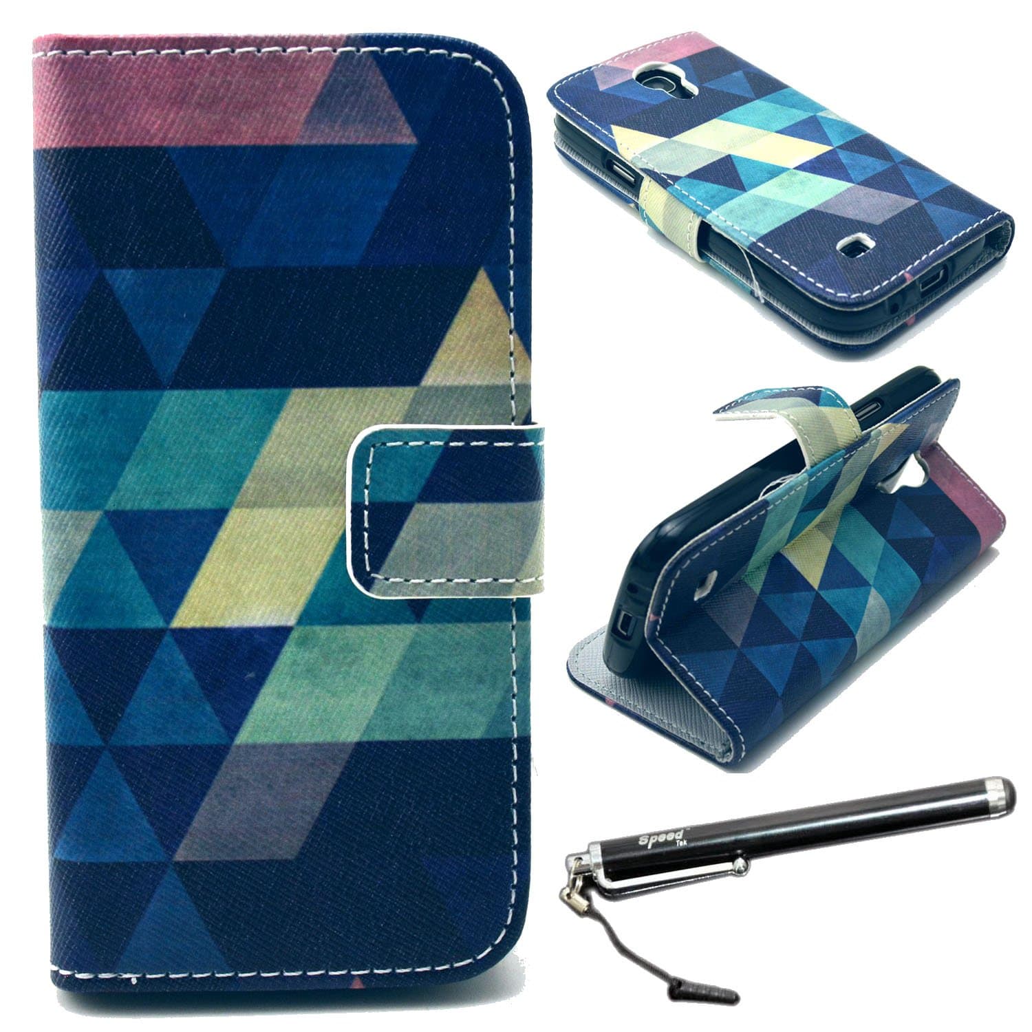 S4 Mini Case, Galaxy S4 Mini Case, Speedtek Rhombus Pattern Premium PU Leather Wallet Flip Protective Skin Case with Magnetic Closure for Samsung Galaxy S4 Mini i9190 (2013) (Built-in Credit Card/ID Card Slot)