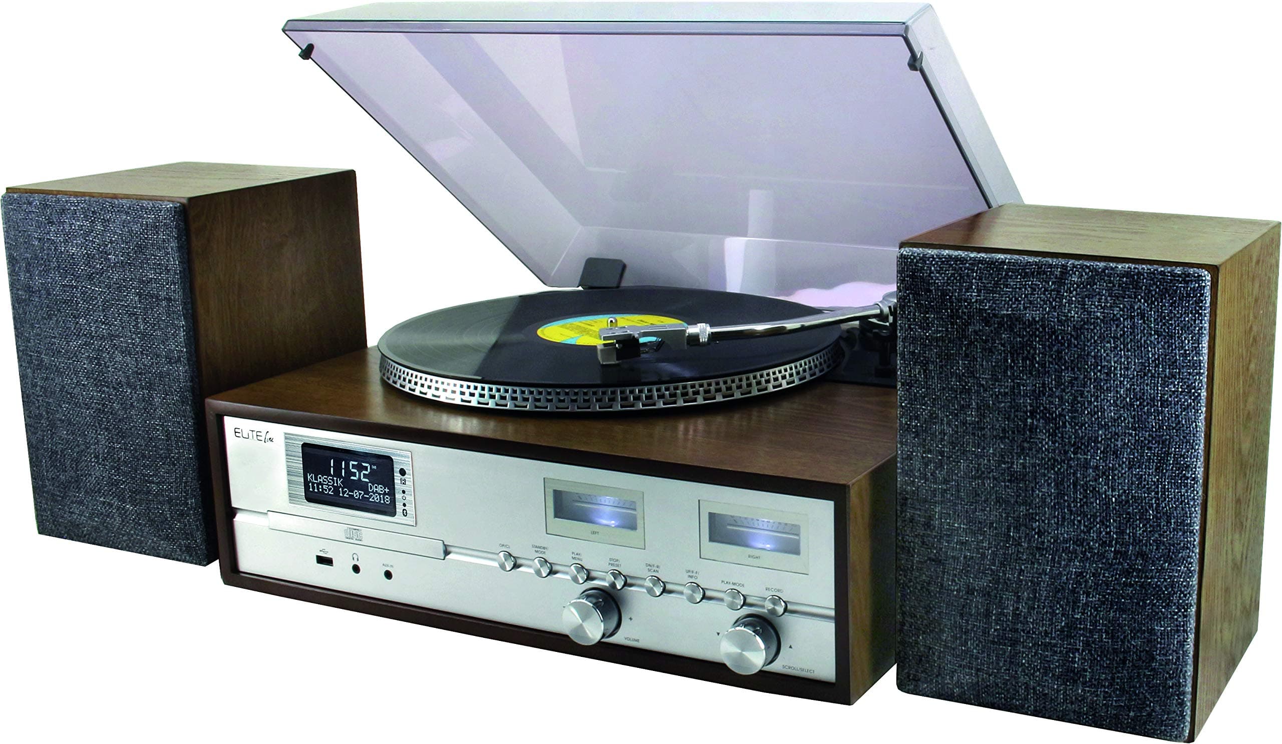 soundmaster FM / DAB / DAB+ Radio Bluetooth Encoding Record Player Turntable with CD Player, USB & Audio Technica Magnetic Cartridge (EU Plug)