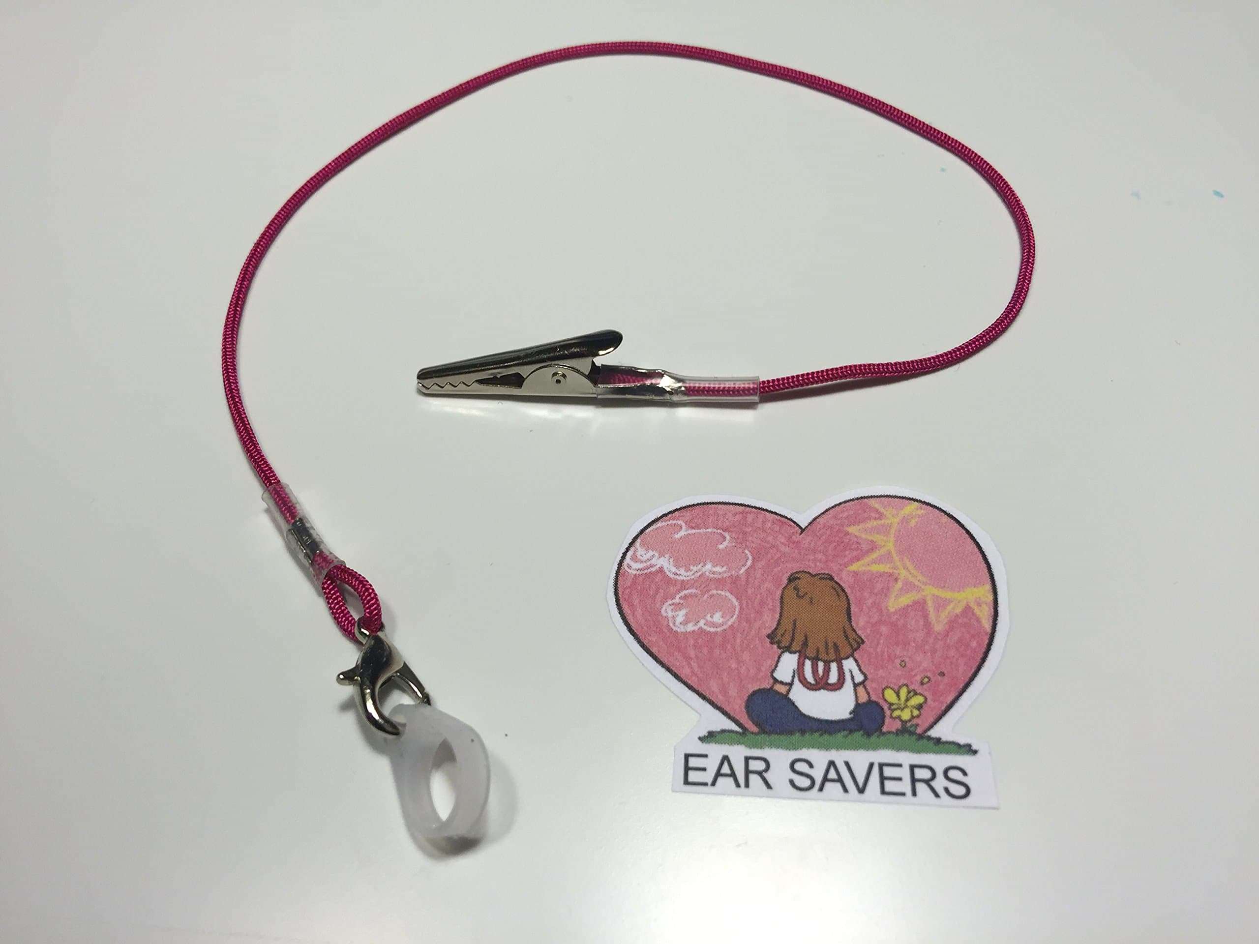 Single Pink Lanyard Clip for Hearing Aids or Cochlear Implants