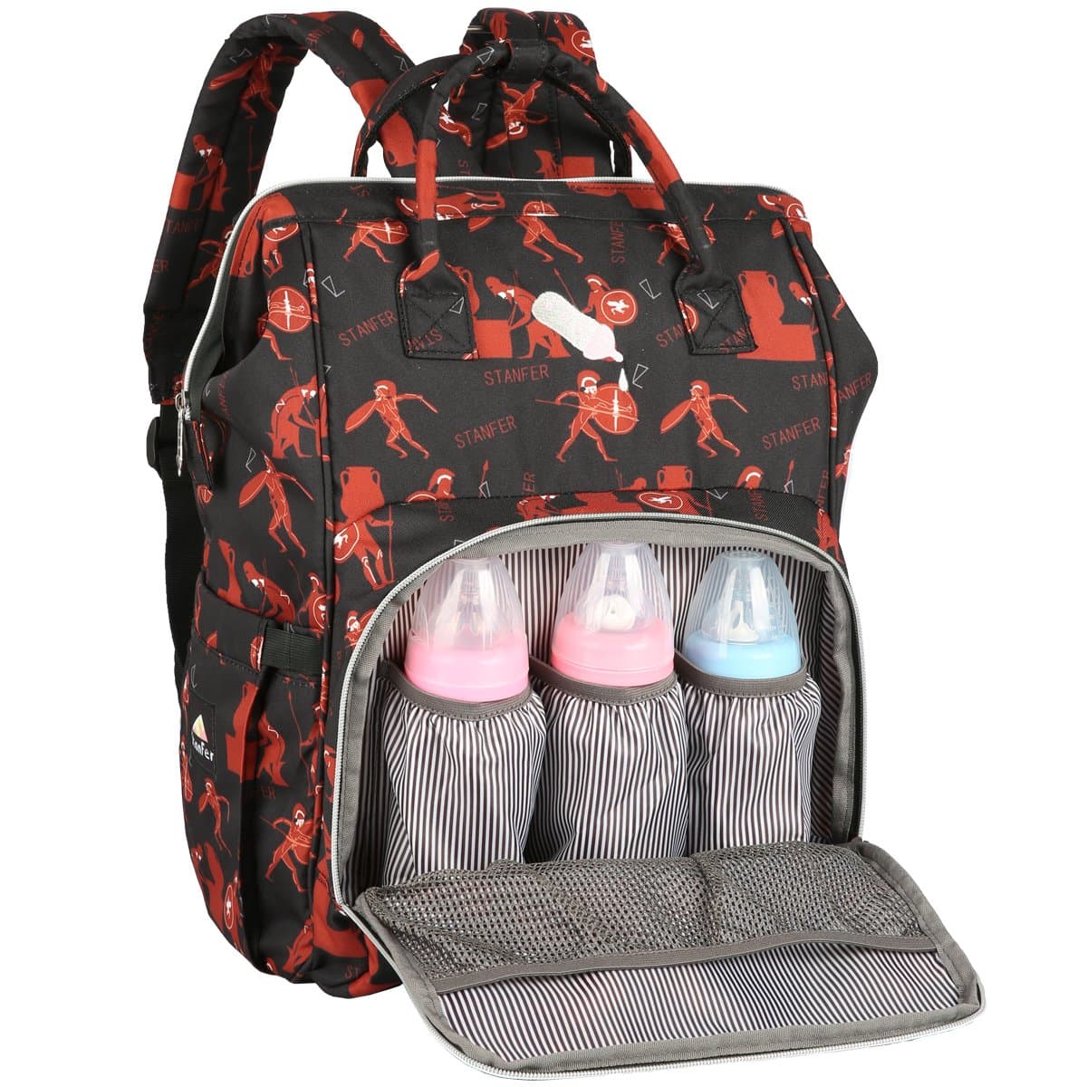 Stanfer Diaper Bag Backpack with Stroller Straps & Changing Pad (RedBlack)