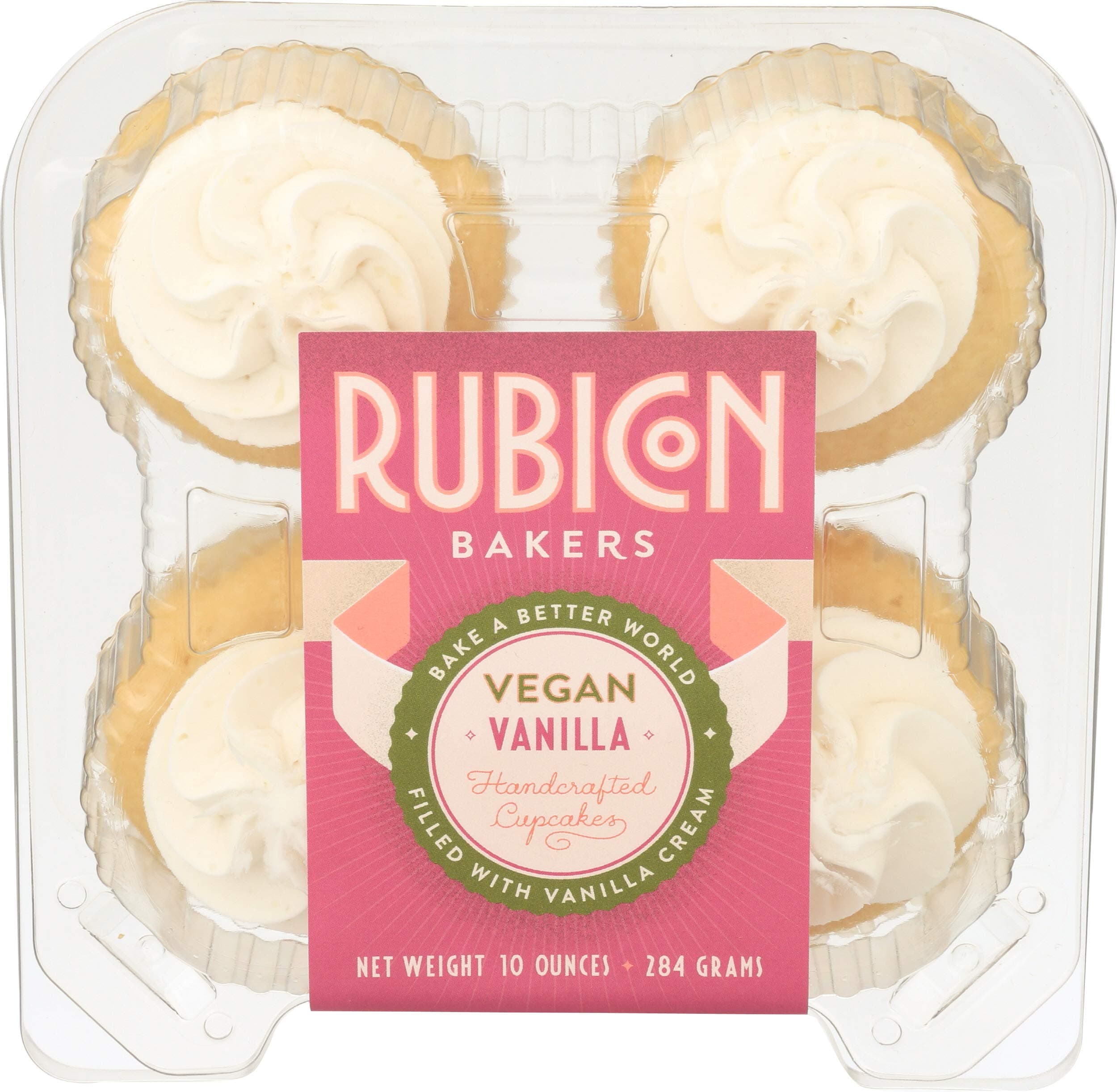 Rubicon Bakery, Cupcake Vanilla, 10 Ounce, 4 Pack