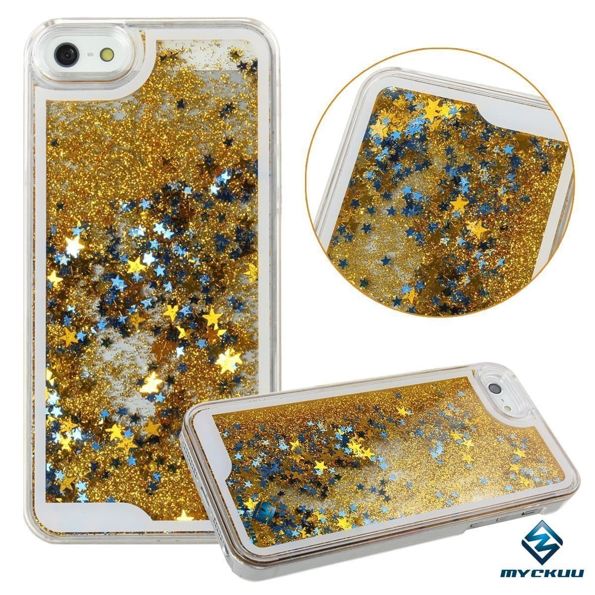 iPhone 6s case,iphone 6 case, Liujie Liquid, Cool Quicksand Moving Stars Bling Glitter Floating Dynamic Flowing Case Liquid Cover for Iphone 6 (gold+blue)