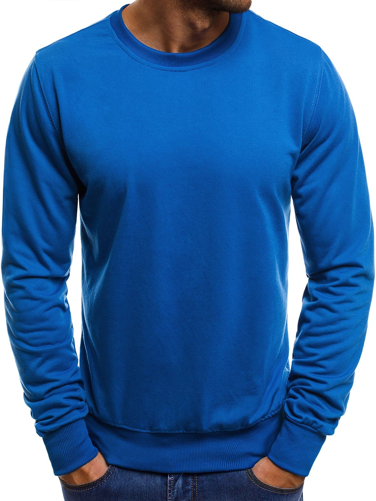 OZONEE Men's Long Sleeve Longsleeve Sweatshirt Shirt Pattern Basic J. Style 2088