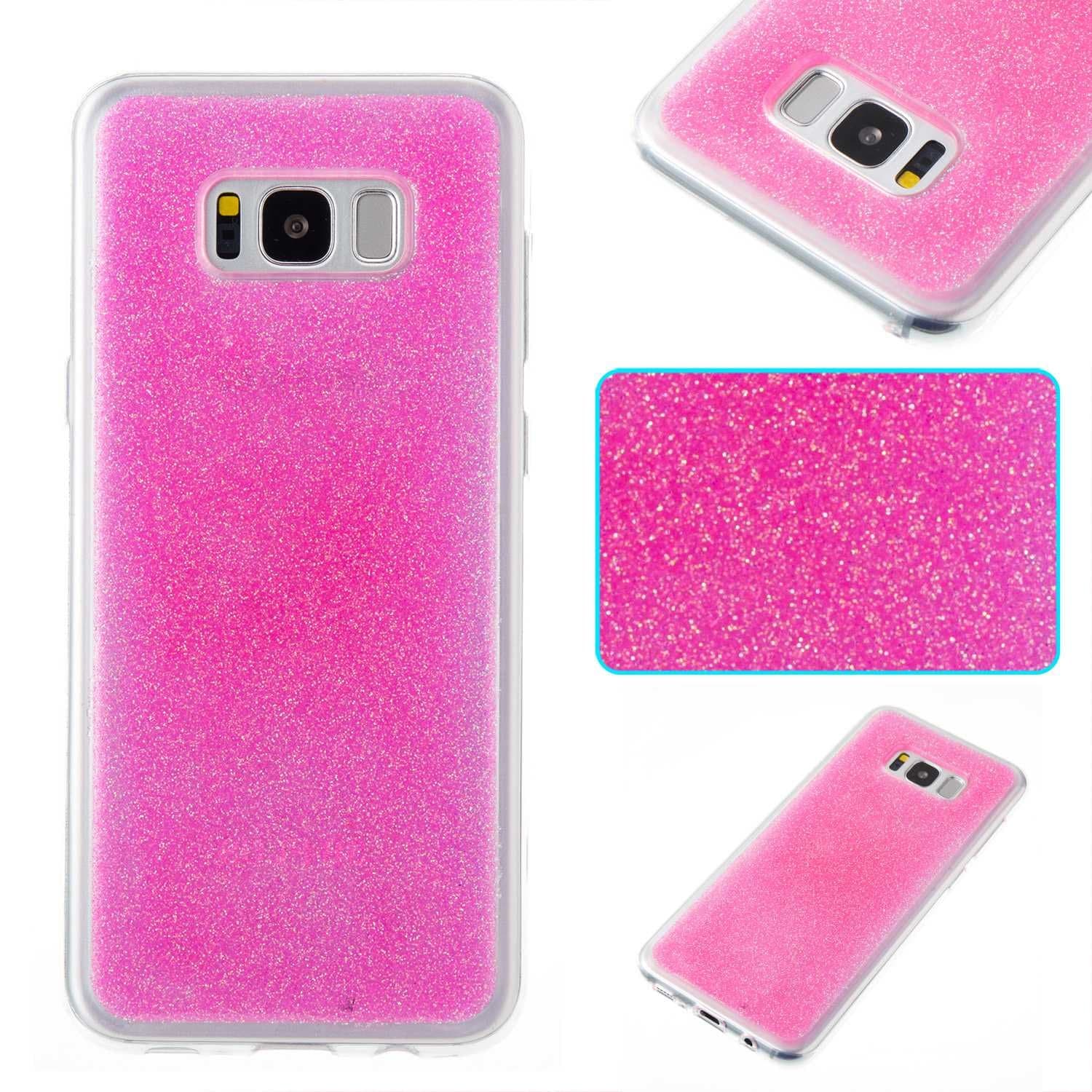 Galaxy S8 Plus Case, CUSKING Glitter Bling Shining Premium Silicone Gel Soft Flexible Case Shockproof Shock-Absorption Bumper Case Back Cover For Samsung Galaxy S8 Plus – Hot Pink
