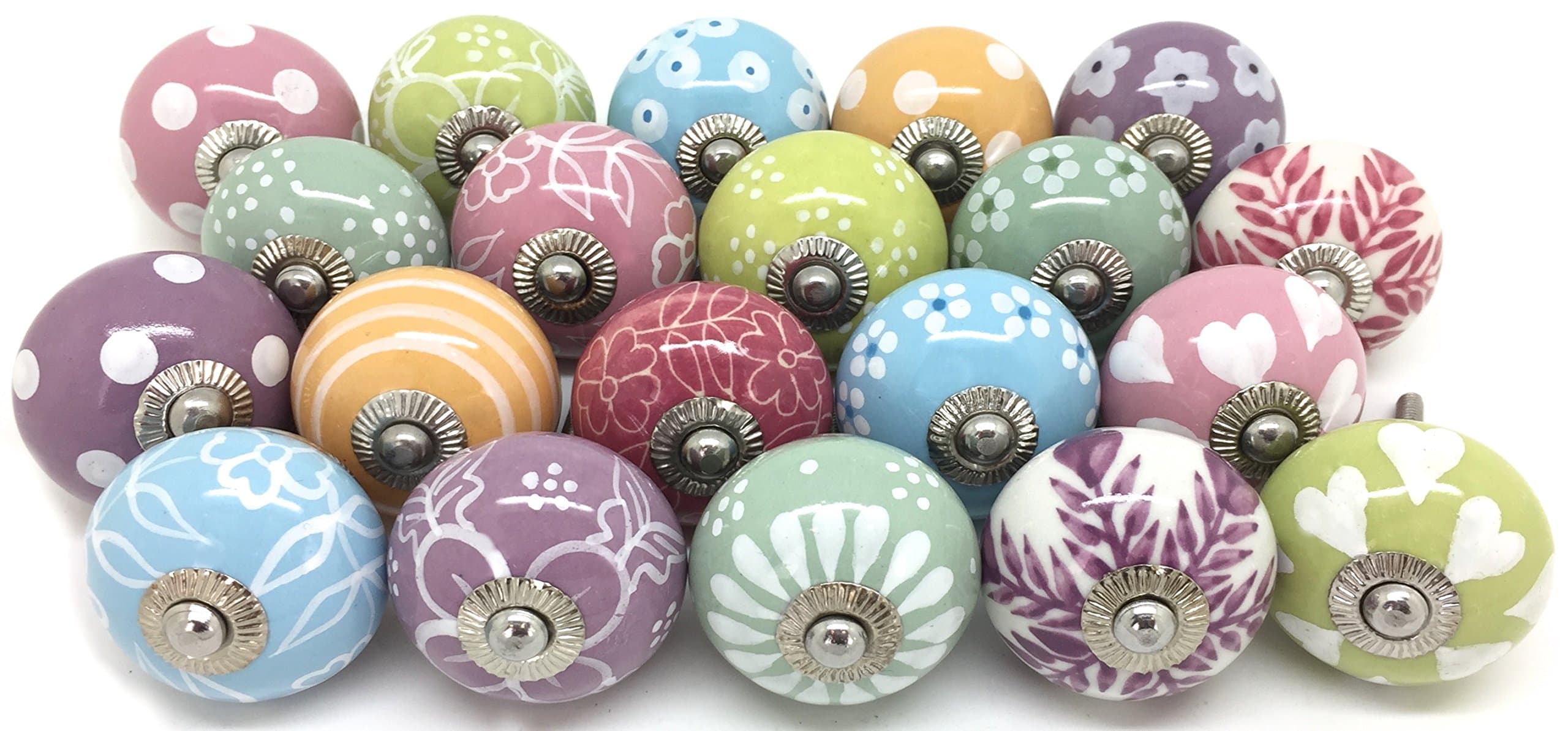 Set of 20 Mixed Ceramic Cupboard Door Knobs by These Please Z36