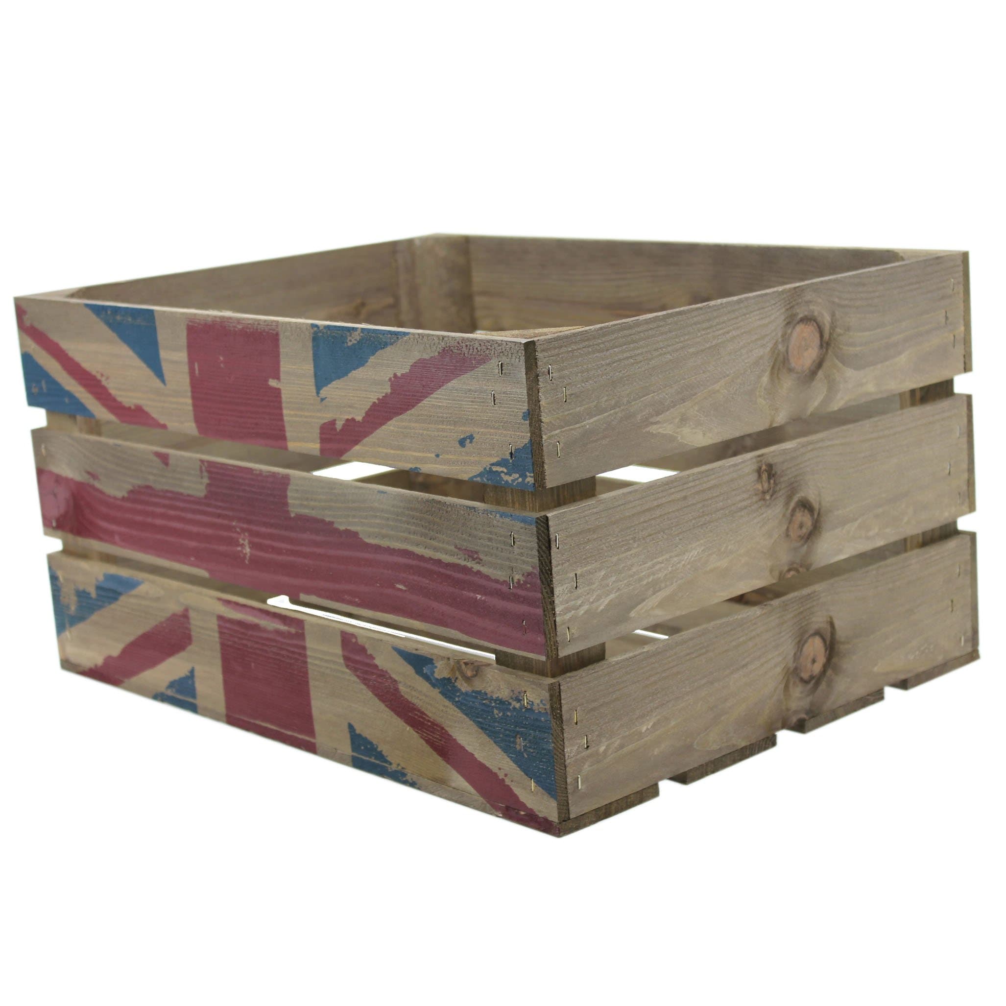 Rustic Crate with Union Jack Print - Large