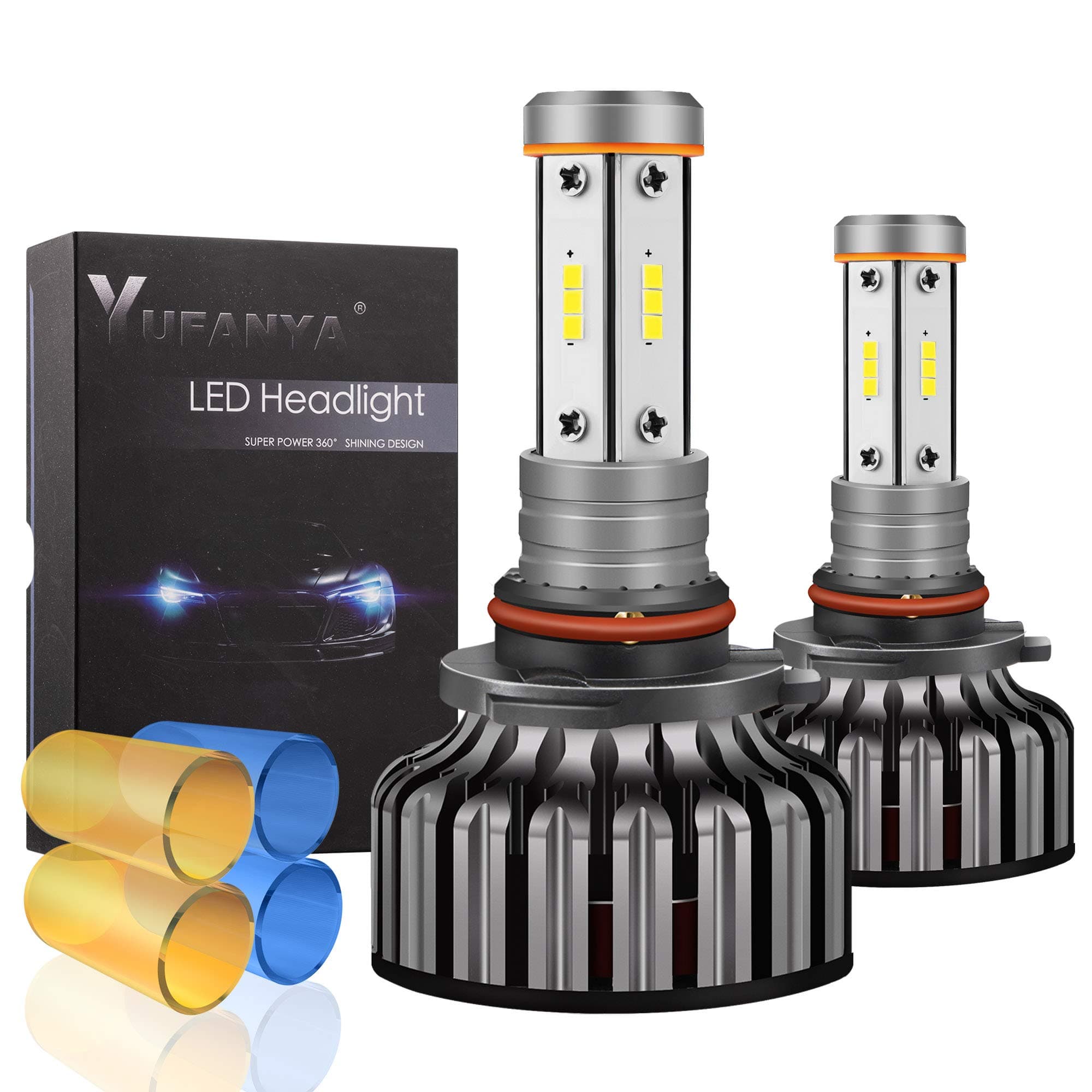 9006/HB4 LED Headlight Bulbs Conversion Kit-3000K Yellow/6000K White/8000K Blue-100W 12,000LM Low Beam/High Beam/Fog Lamp-CSP Chipset Canbus Ready