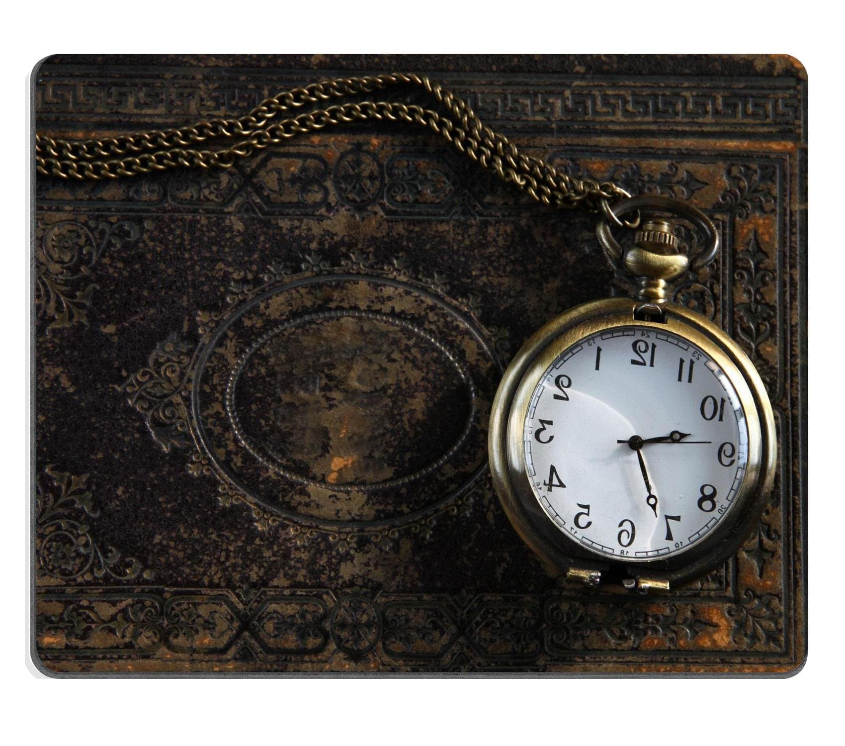 MSD Natural Rubber Gaming Mousepad IMAGE ID: 35361550 macro image of old vintage pocket watch on antique book top view retro filtered image