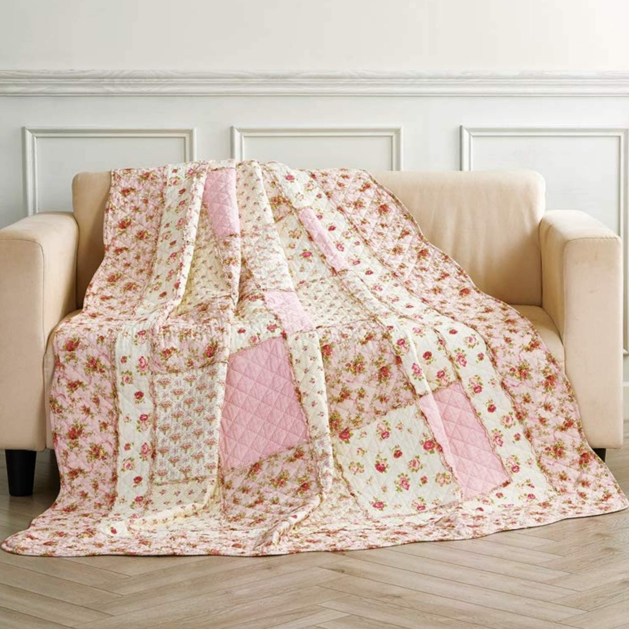 Alicemall Cotton Quilted Patchwork Bedspread Set Soft Cotton Percale Bedspread Single Bed Cover Bedspread Single Bedding Set Living Room Blanket 150cm*200cm/59in*79in (pattern 10)