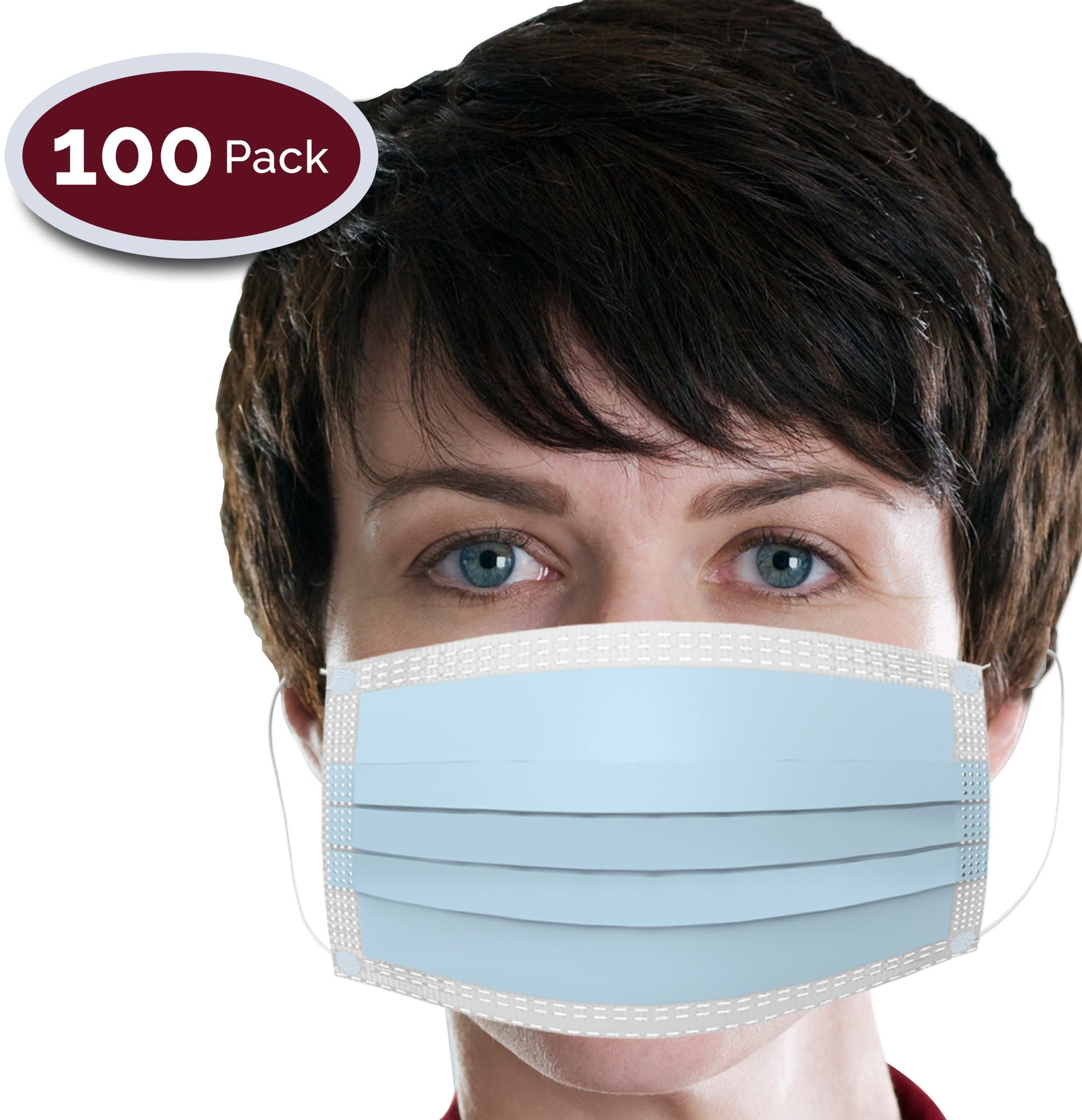 Novapolt Procedure Surgical Earloop Face Mask - Disposable 3 Layer Super Filter for Dust, Bacteria, Pollen, Anti Allergy Dental Medical Procedure Mask Latex Free Box of 100