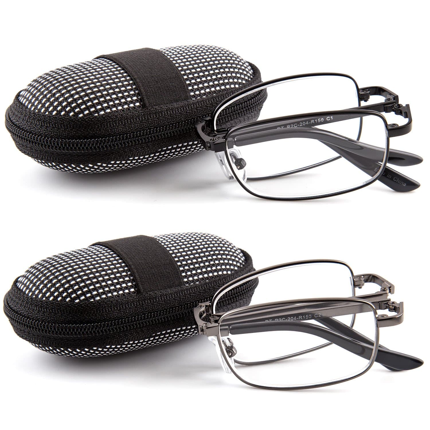 DOUBLETAKE Reading Glasses - 2 Pairs Readers with Belt Loop Zip Case