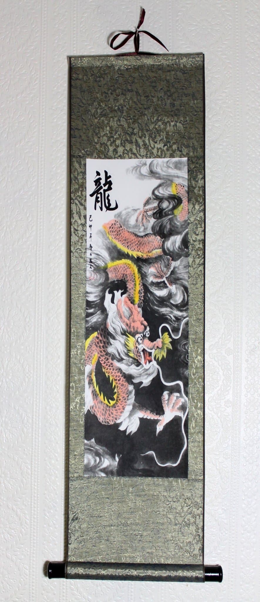 Large Chinese Calligraphy Scroll Decoration - Dragon Print