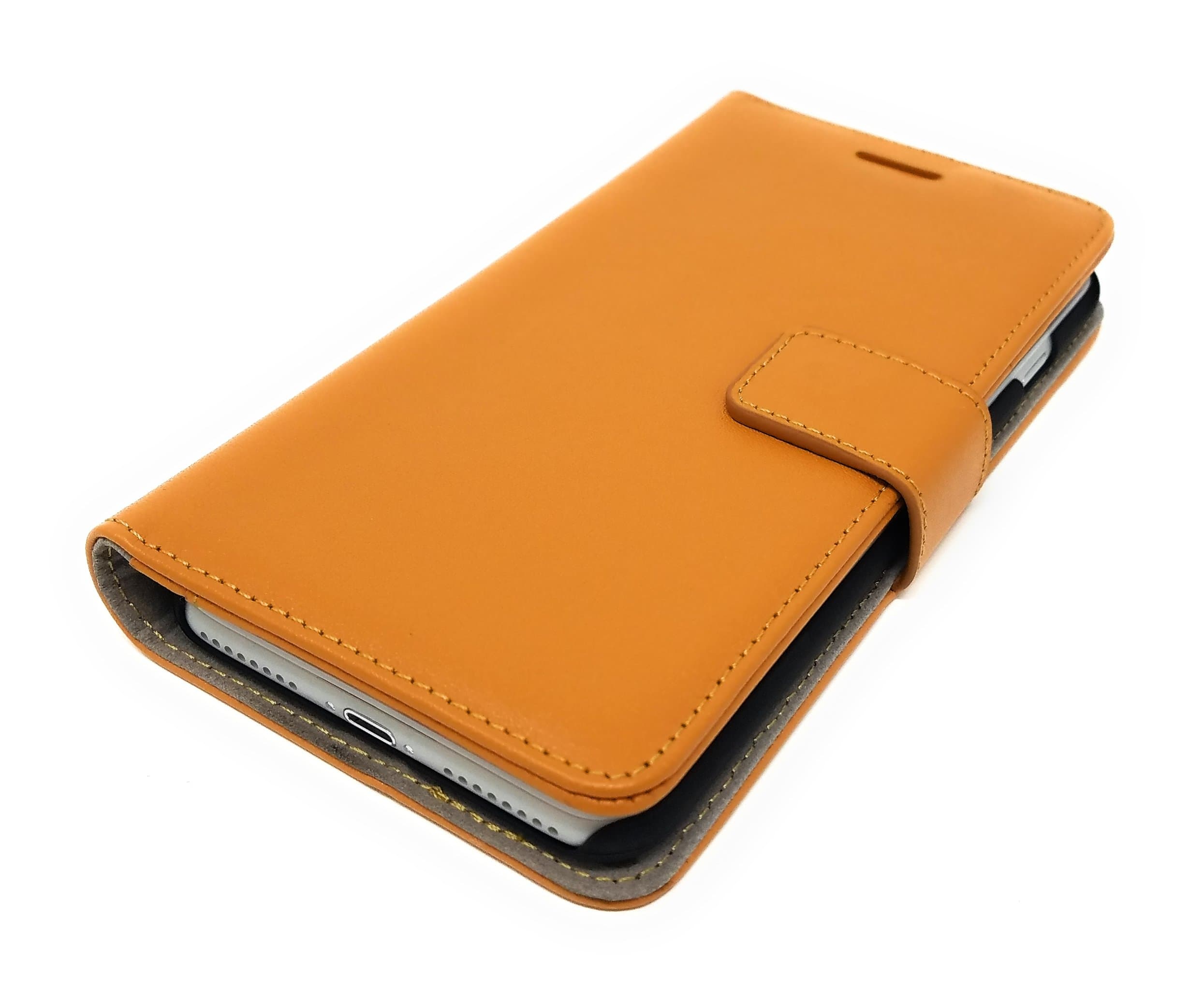 DFY Mobile Leather Wallet Case for iPhone 8/7 Plus - with Protective Cover and Magnetic Closure (Tan)