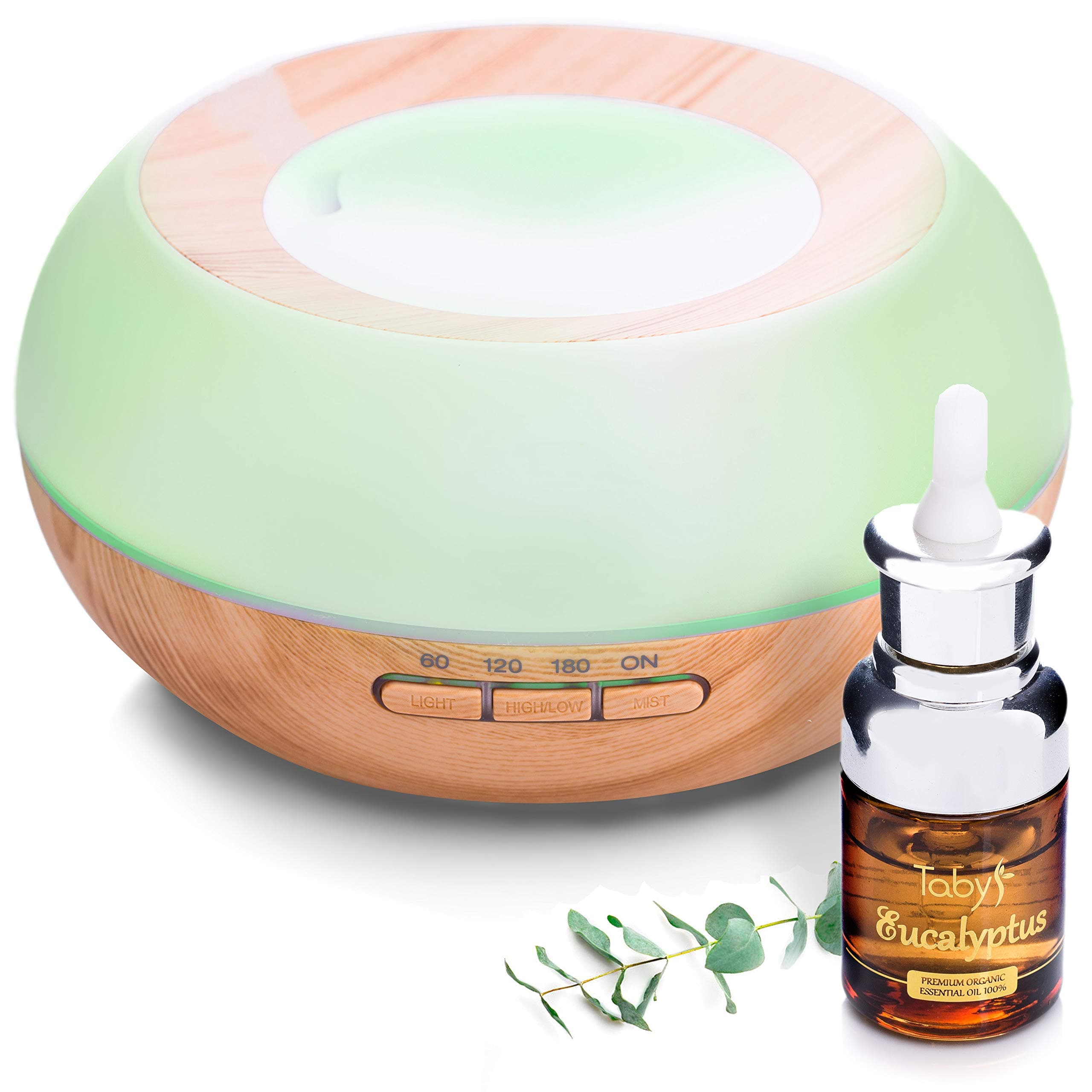 Diffusers for Essential Oils Air Essential Oil Diffuser and Cool Mist Humidifier for Large Rooms Oil Diffuser Essential Oils Included Eucalyptus 30mm Wood Grain Aromatherapy Diffuser