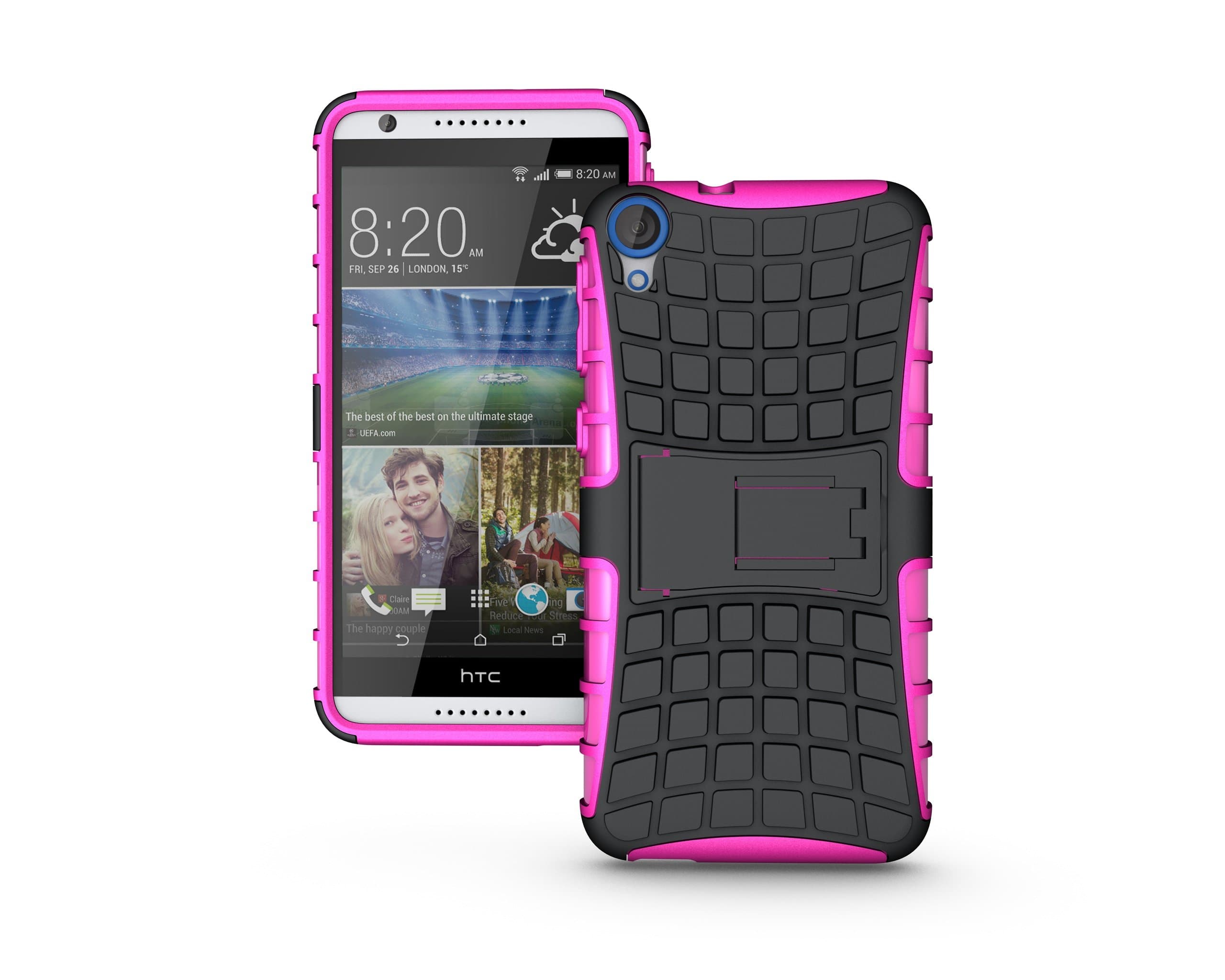 2 in 1 Tire Pattern Protective Cover for HTC Desire 820 Case with Stand Function Smart Useful Cover for HTC Desire 820 Case 5.5 (Rose)