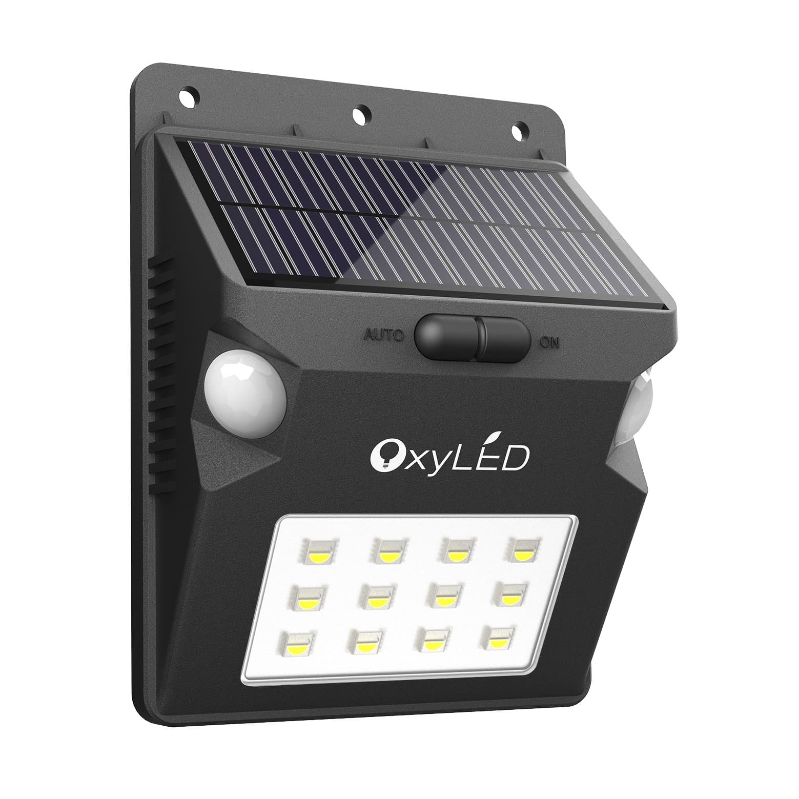 Solar Lights, OxyLED Wireless 12 LED Solar Motion Sensor Step Lights, Outdoor Wall Lights, Security Color-Changing Lights, Waterproof Landscape Light for Outdoor, Garden Decor, Patio, Yard