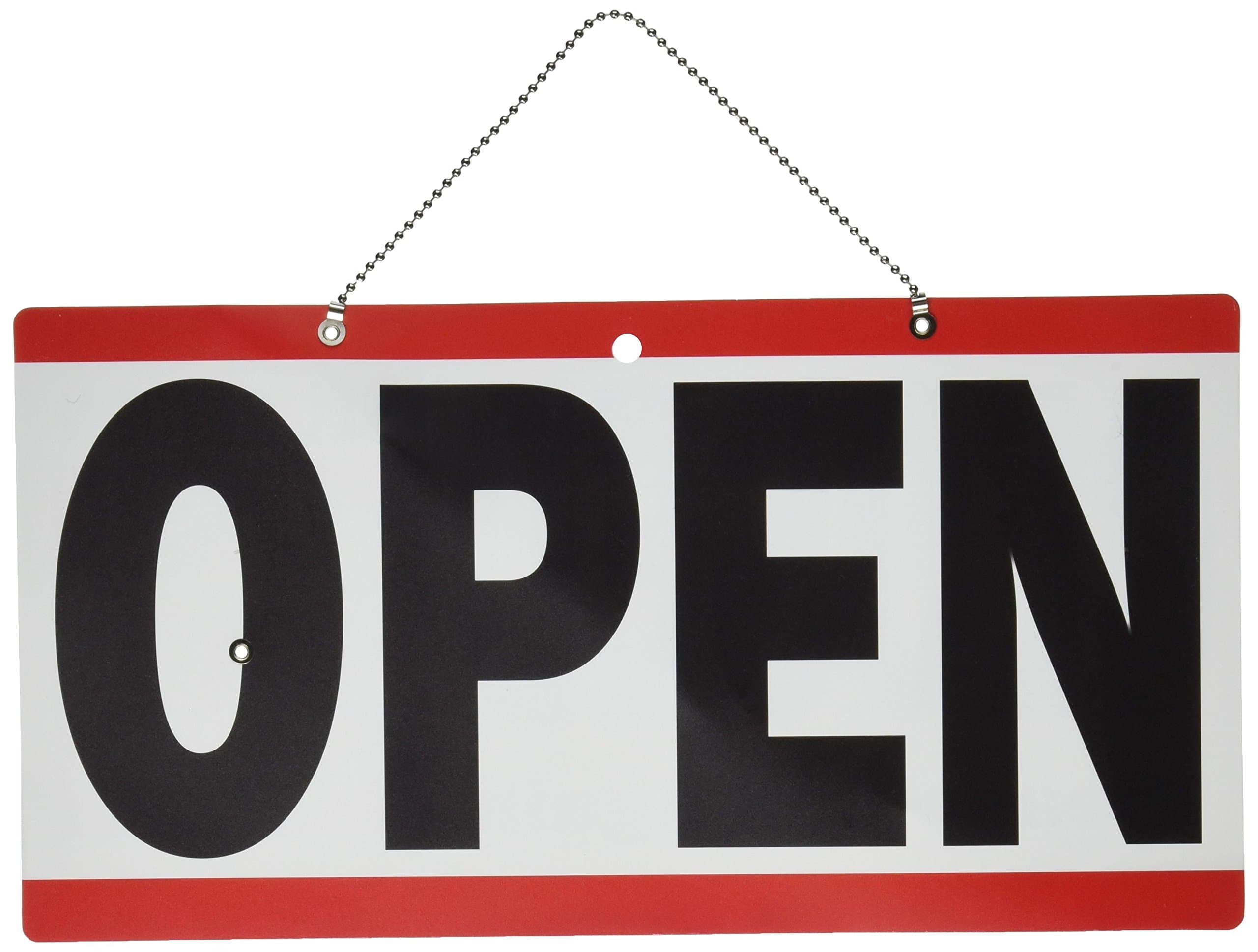 Open Closed Store Sign with Will Return Clock, Red