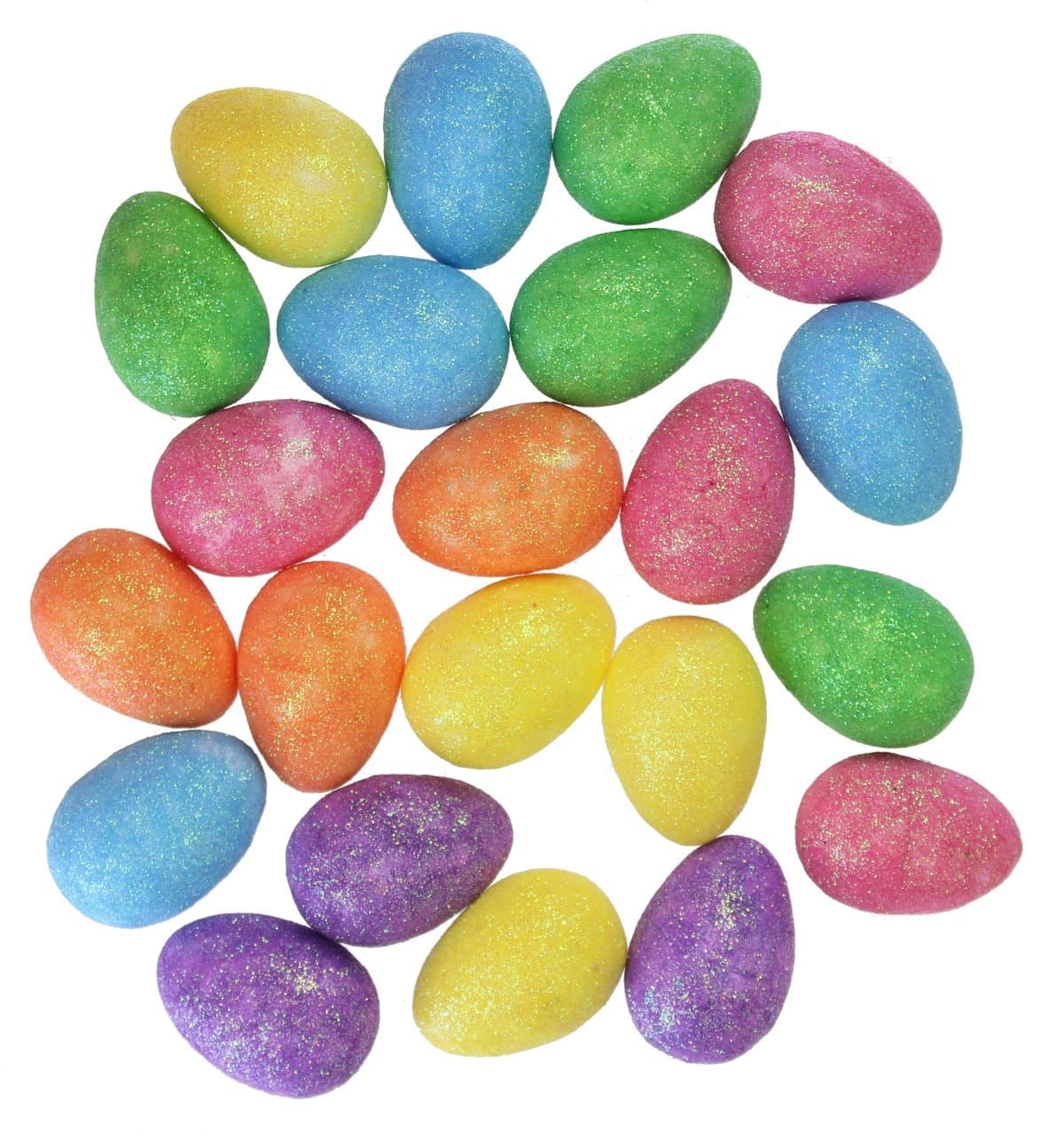 PMS PACK OF 22 GLITTER EGGS IN  POLYBAG WITH HEADER CARD