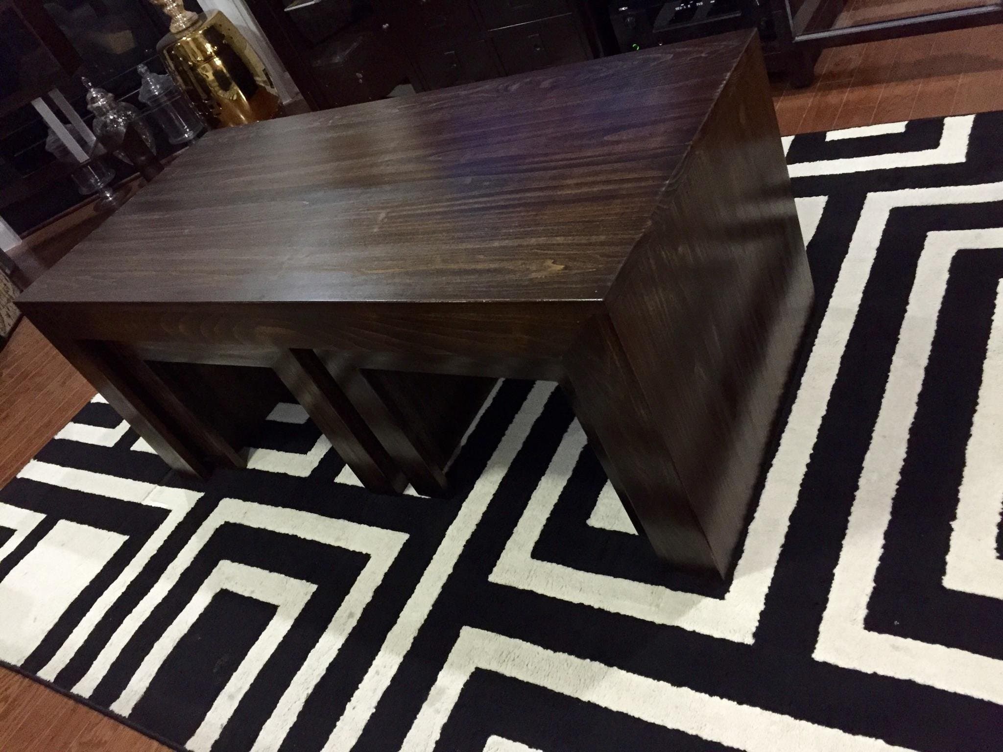 Custom Hardwood Coffee Table with Nesting Mini Tables