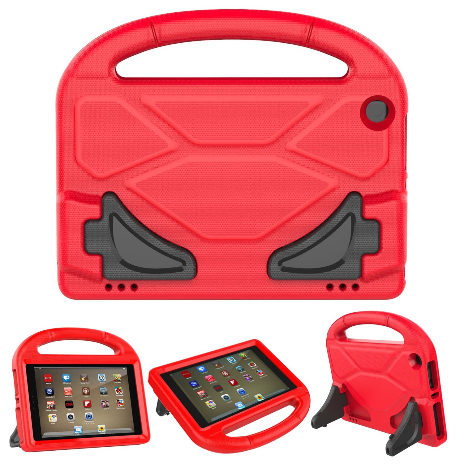 Kid-Proof Case for F i r e H D 8 2016/2017 / 2018 Tablet - Roasan Lighteight Shockproof Handle Friendly Stand Kids Case for All-New F i r e H D 8 Display (6th / 7th / 8th Generation Release, Red)