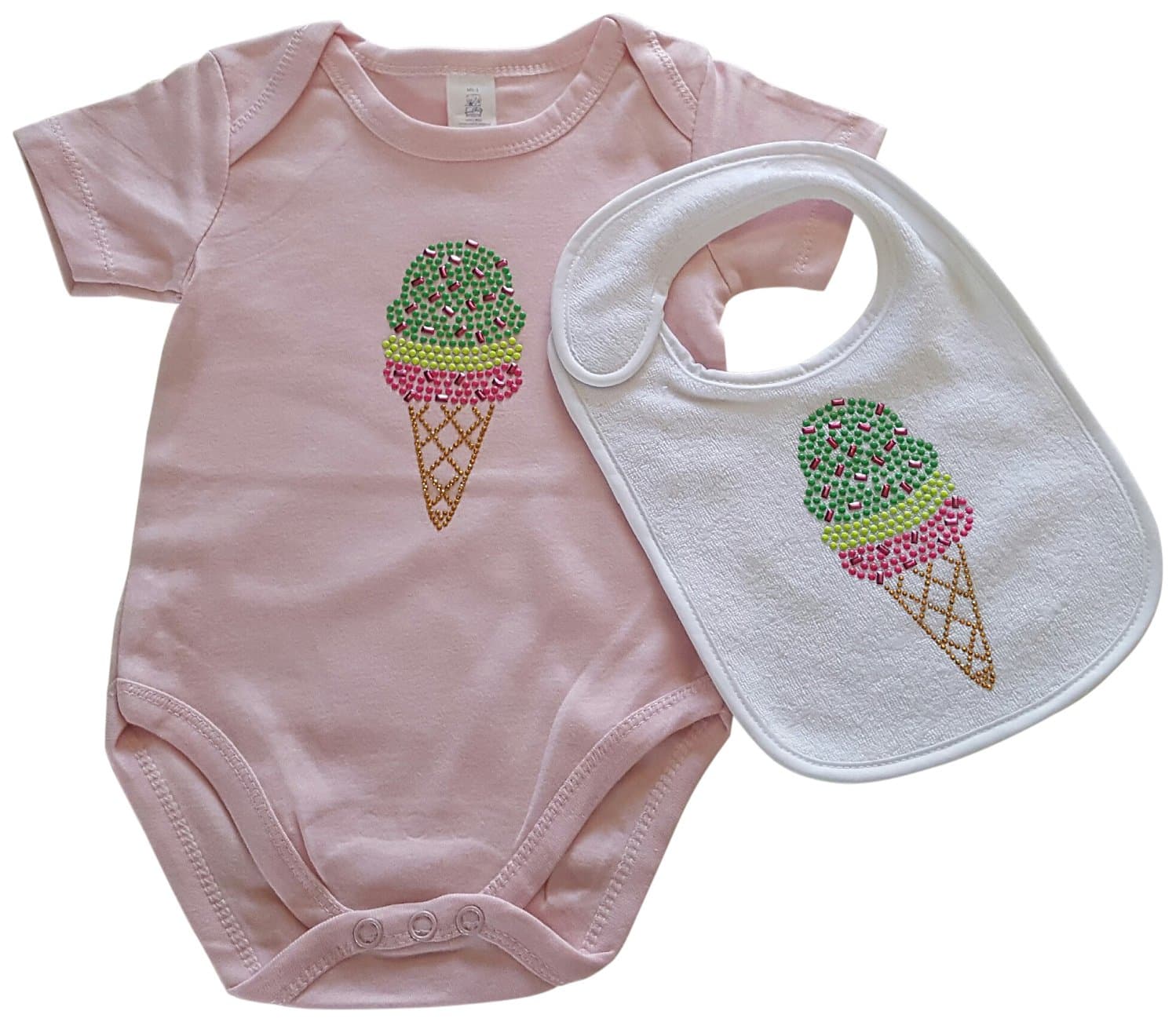 Ice Cream Cone onesis and bib Set