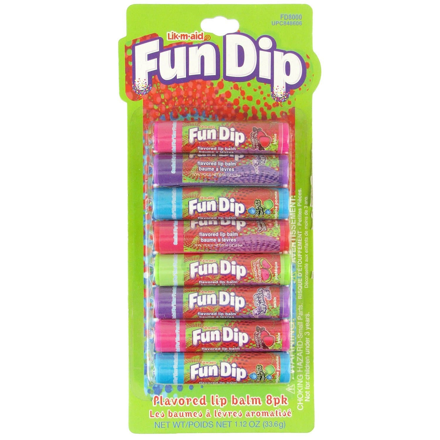 (8 Pack) Fun Dip Flavored Lip Balm Full Size .14oz each Perfect Gift Set