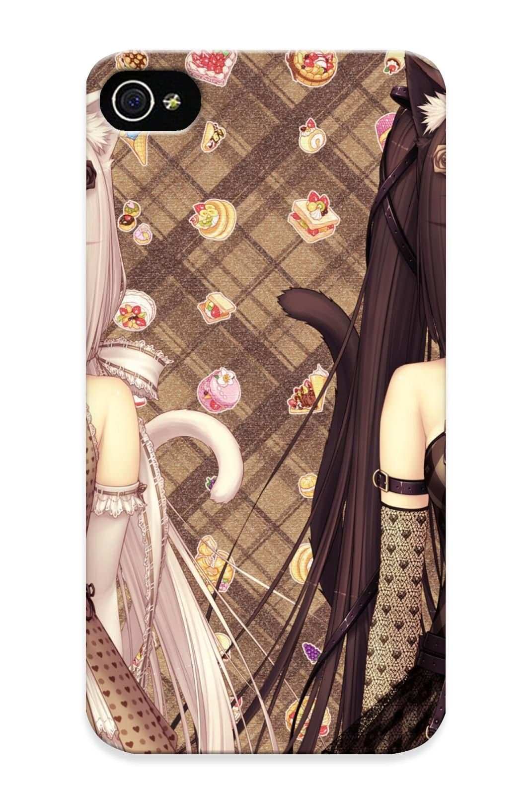 Appearance Snap-on Case Designed For Iphone 4/4s- Girls Black Hair Blue Eyes Blush Brown Hair Catgirl Collar Dress Flowers Food Necklace Original Rose Sayori Tail Twintails White Hair (best Gifts For Lovers)