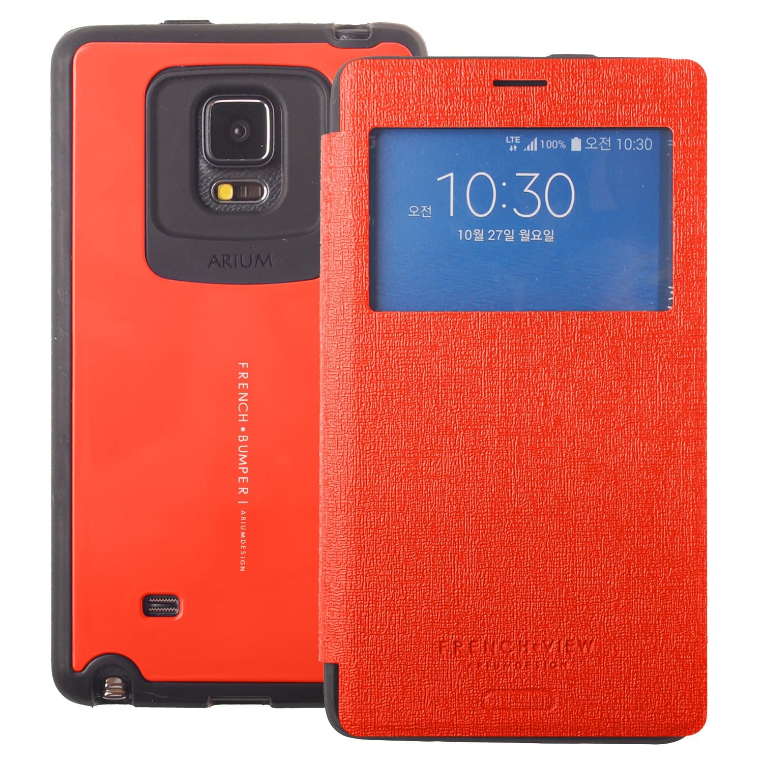Note Edge Case, [Drop Protection] French Bumper [View Window] Flip Cover [Shock Absorption] Case *TPU Jelly + Synthetic Leather* for Galaxy Note Edge N9150 (Orange)