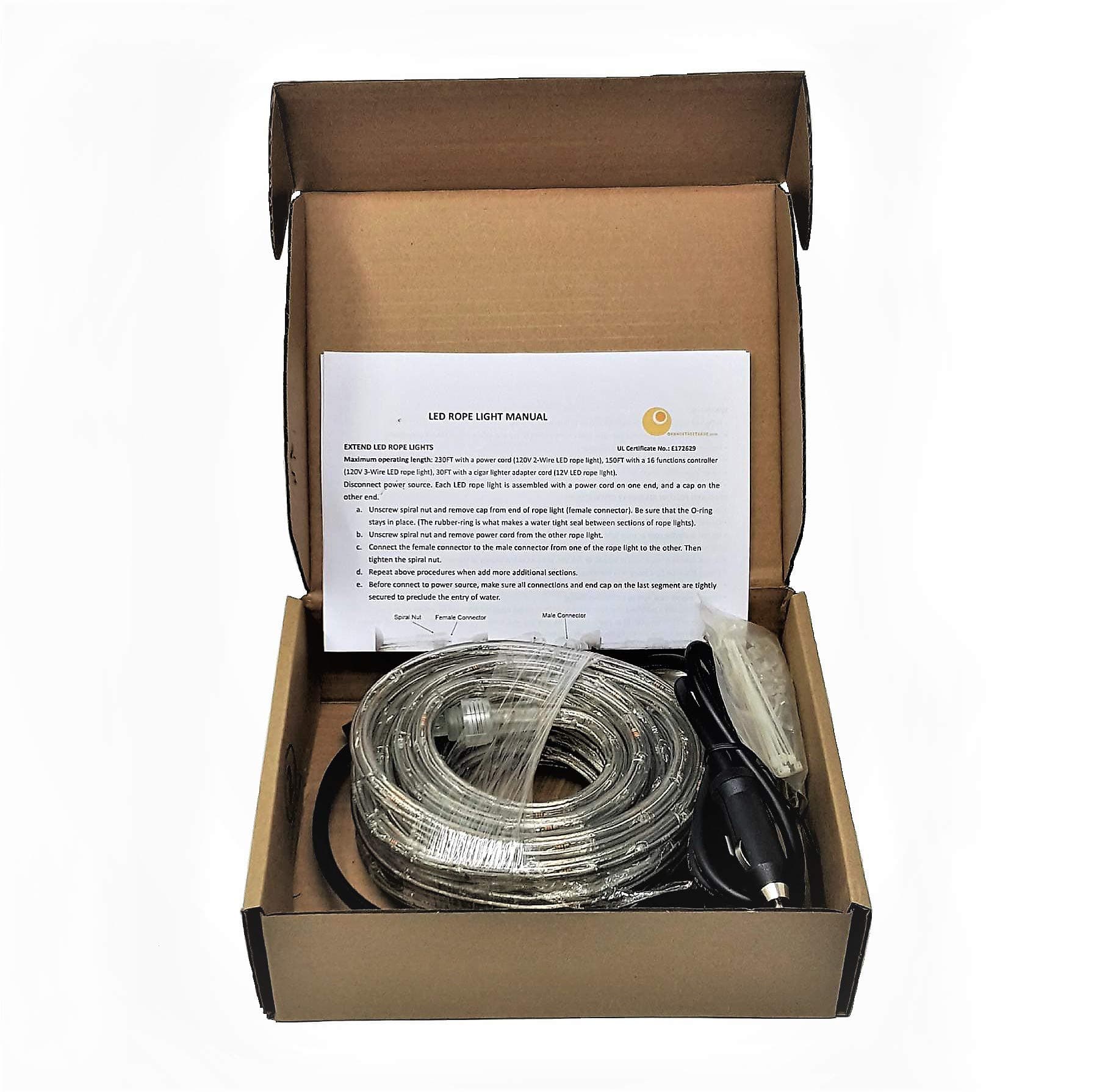 18FT WARM WHITE LED Rope Light Kit For 12V System, Christmas Lighting, Outdoor rope lighting