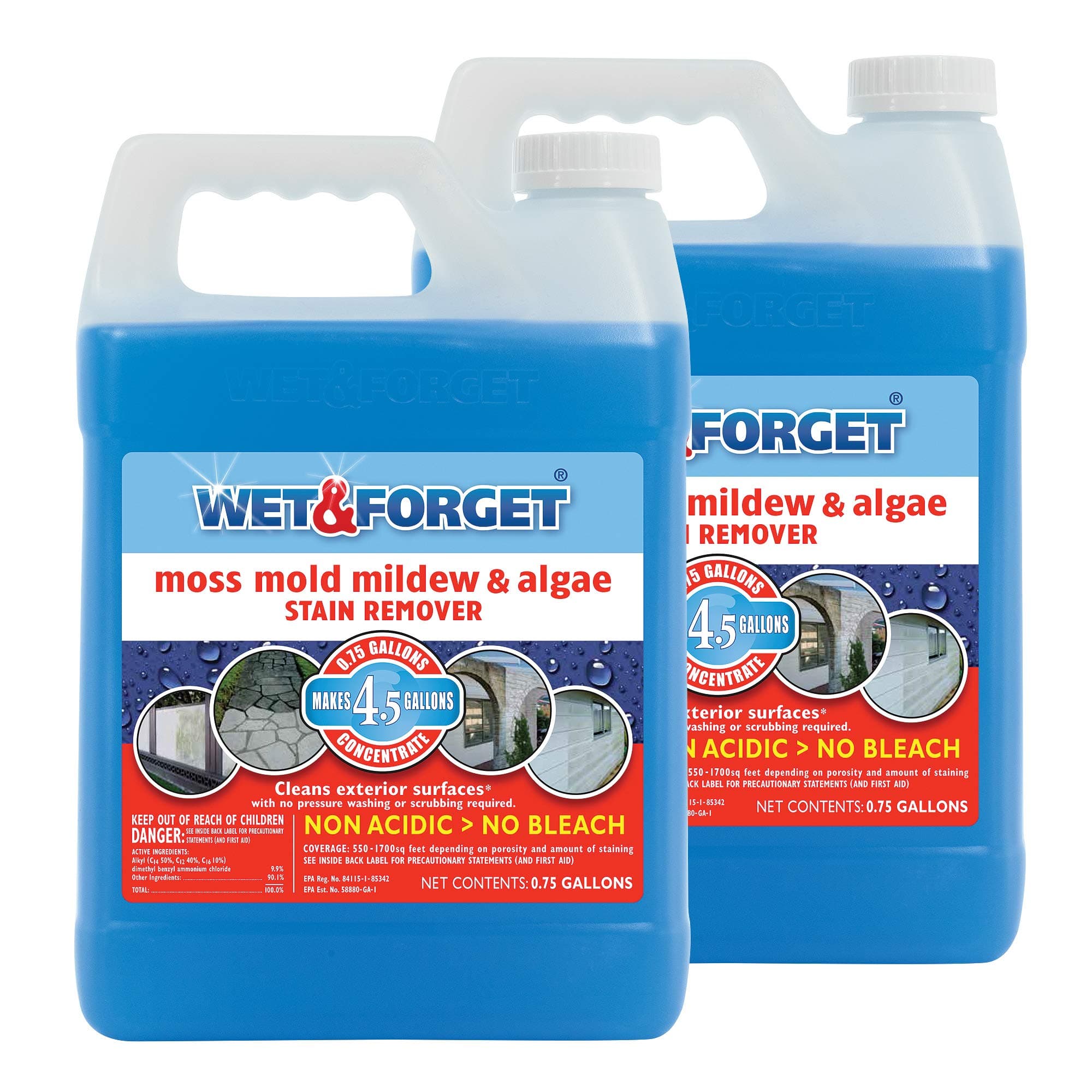 Wet & Forget .75 Gallon Moss, Mold, Mildew & Algae Stain Remover, 2 Pack