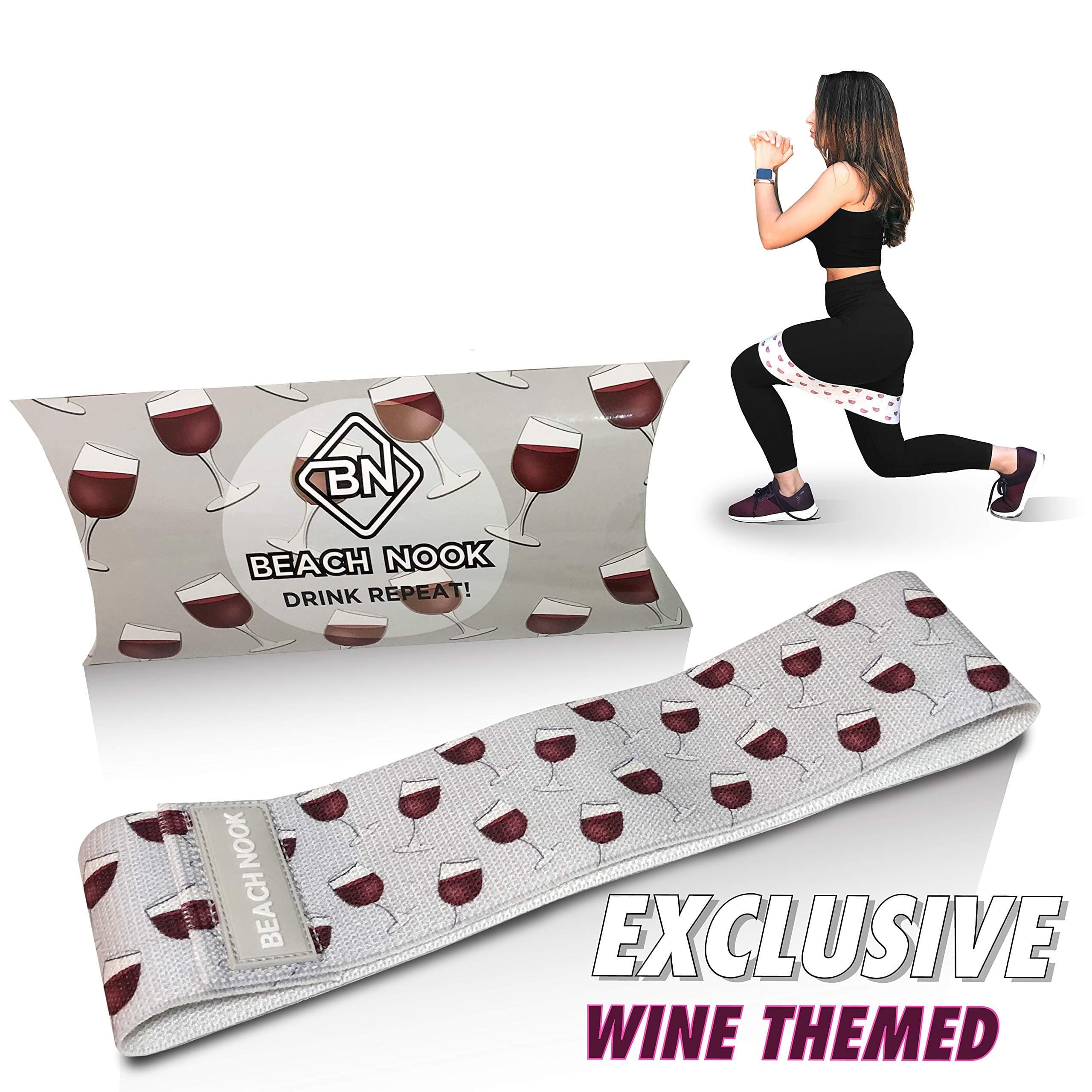 Beach Nook Themed Hip Resistance Workout Loop Band | Exercise Resistant Glute Circle Leg Bands - Elastic Non Slip Fabric