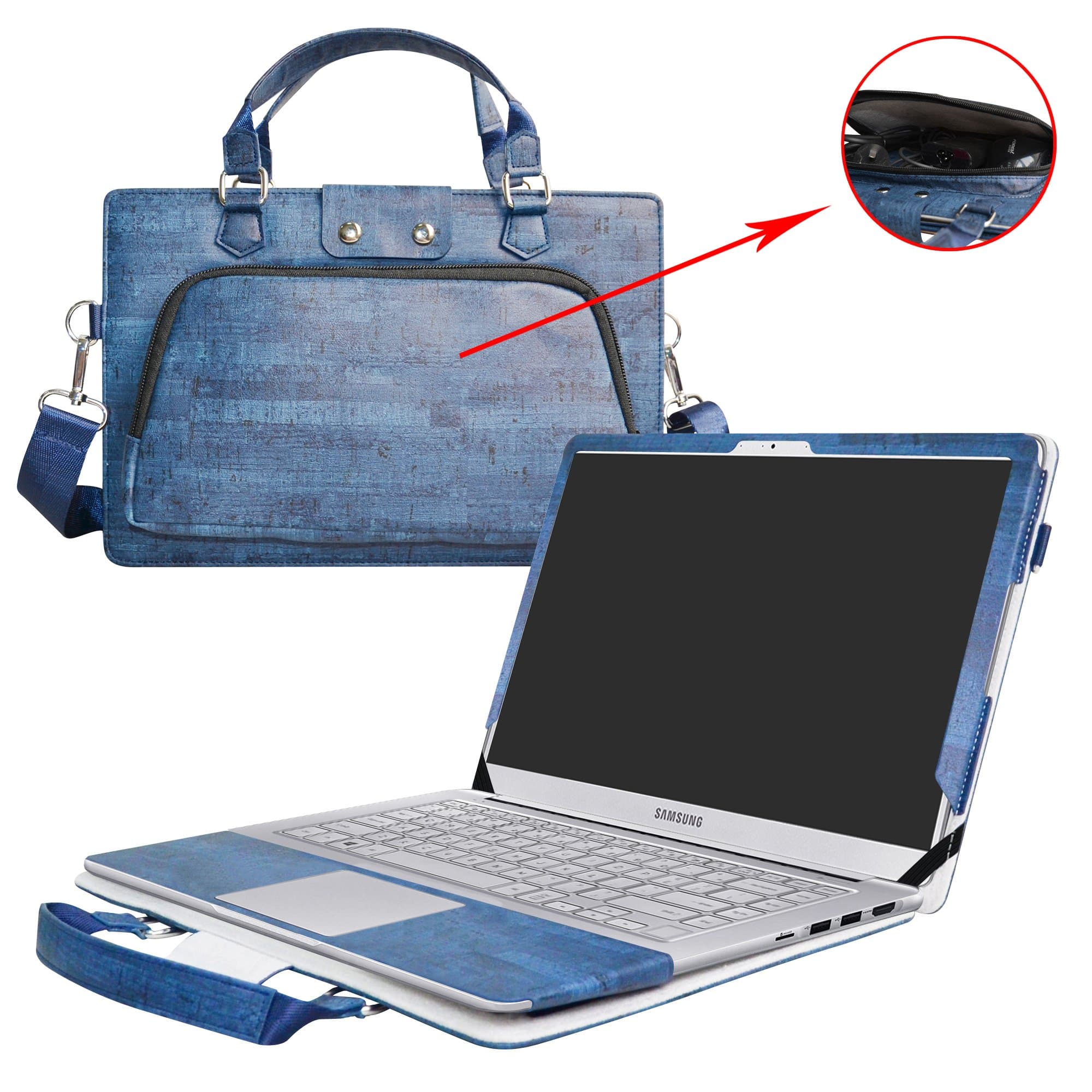 Notebook 7 Spin 13 Case,2 in 1 Accurately Designed Protective PU Leather Cover + Portable Carrying Bag for 13.3" Samsung Notebook 7 Spin 13 Laptop,Blue