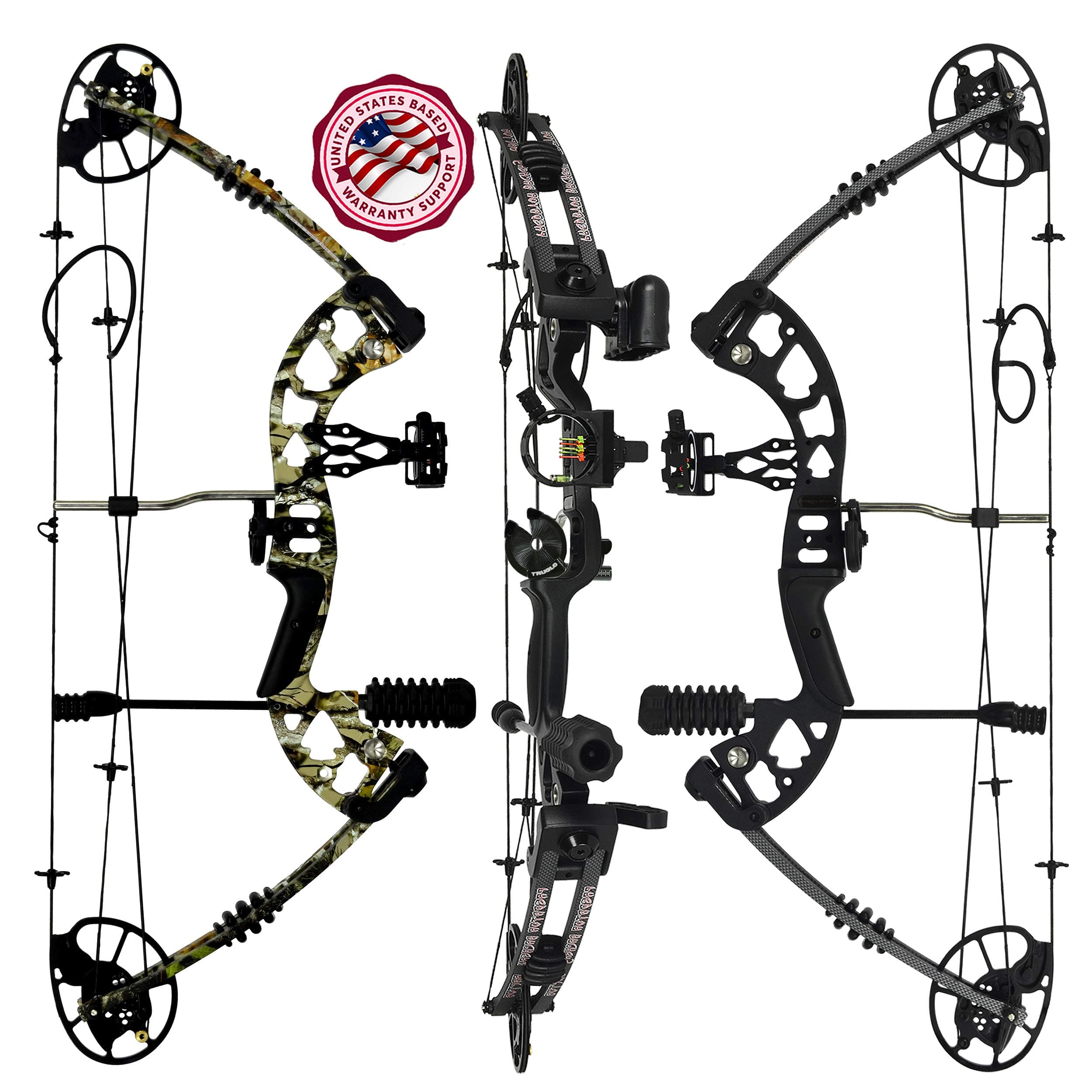 Predator Archery Raptor Compound Hunting Bow Kit: Limbs Made in USA | Fully Adjustable 24.5-31” Draw 30-70LB Pull | Up to 315 FPS & Guarantee | 5 Pin Lighted Sight, Rest, Quiver | W String Stop