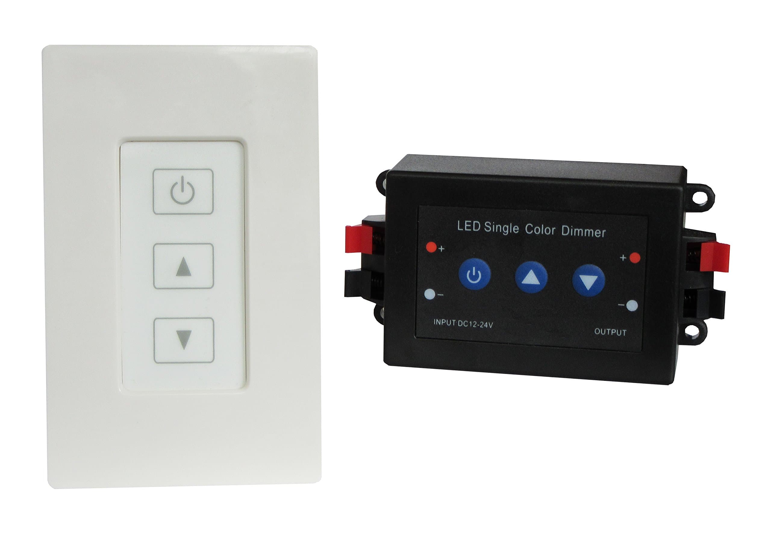 Wireless Wall Mounted LED Dimmer Switch and RF Receiver, for Single Color LED strips / LED lights