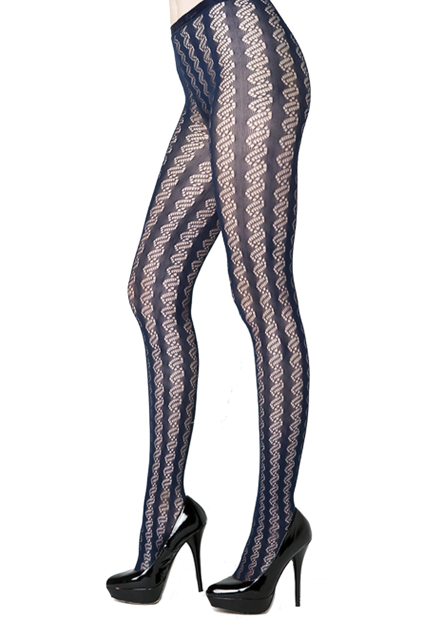 Striped Coils Fishnet Pantyhose