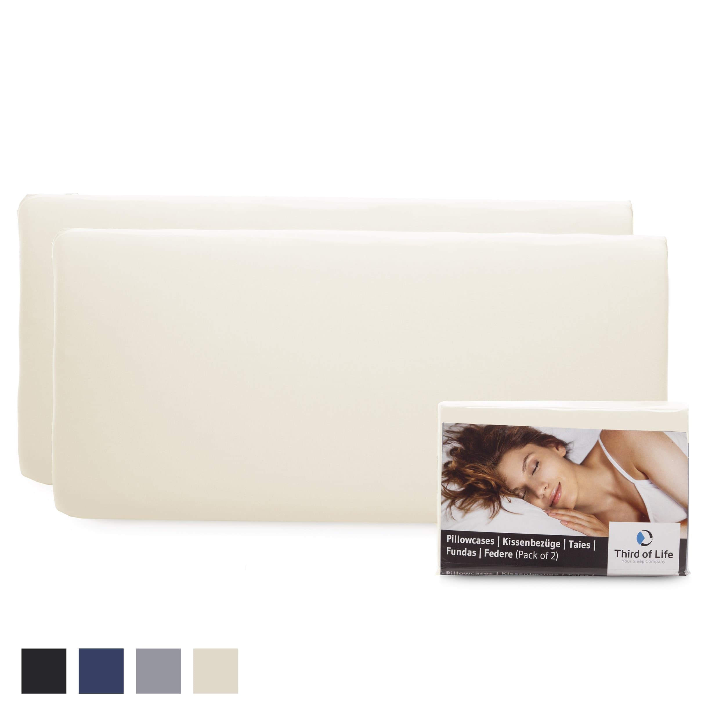 Third of Life pillow case double pack (2pcs, ivory uni) for 40x80 cushions, in particular HADAR - cotton, double jersey…