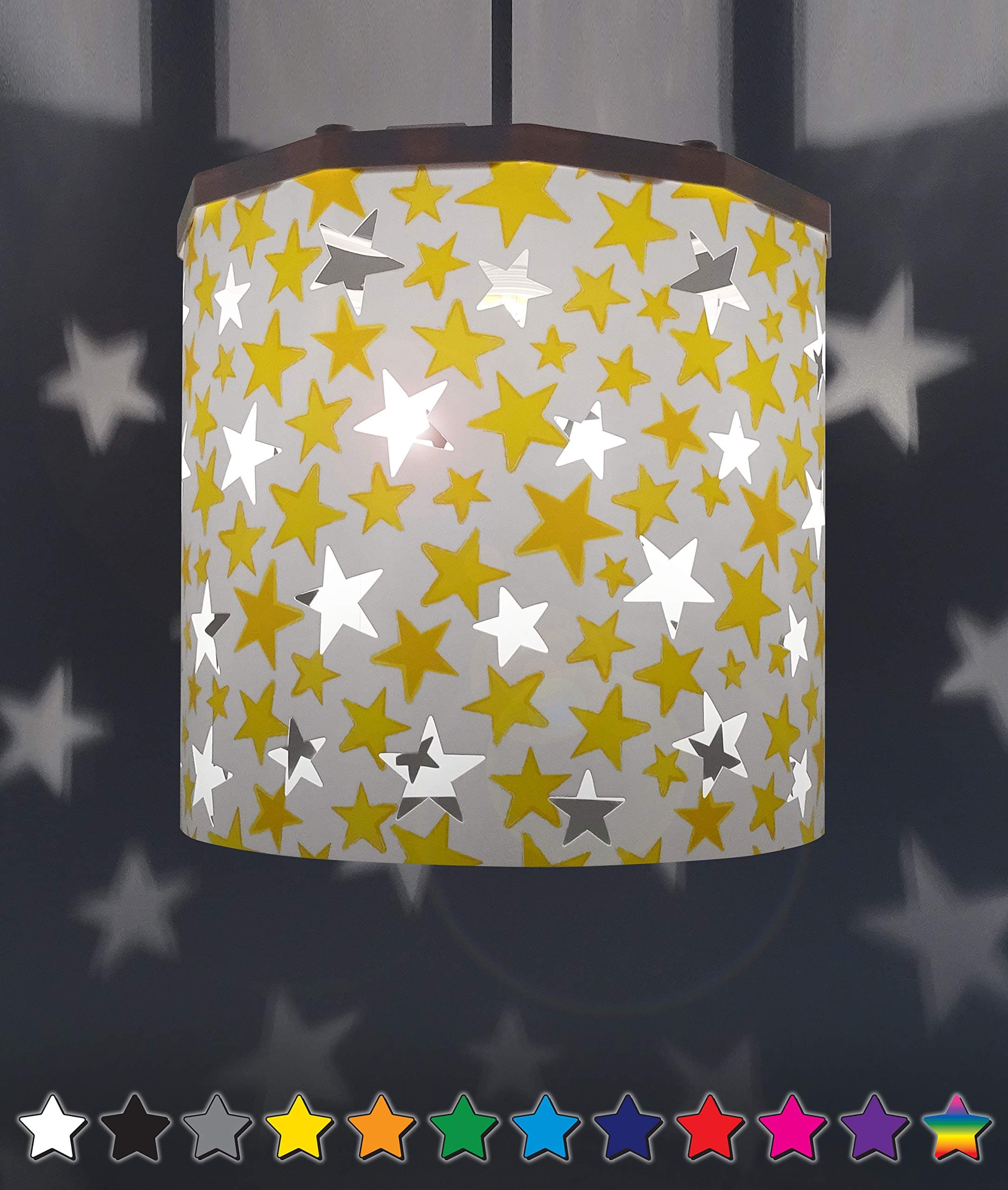 ErekiCeiling Pendant Light Shade - Star Light Projection Effect Light Cover - Magnetic Ceiling Night Light Lampshade Kit for Interchangeable Designs (Yellow, Bulb NOT Included)
