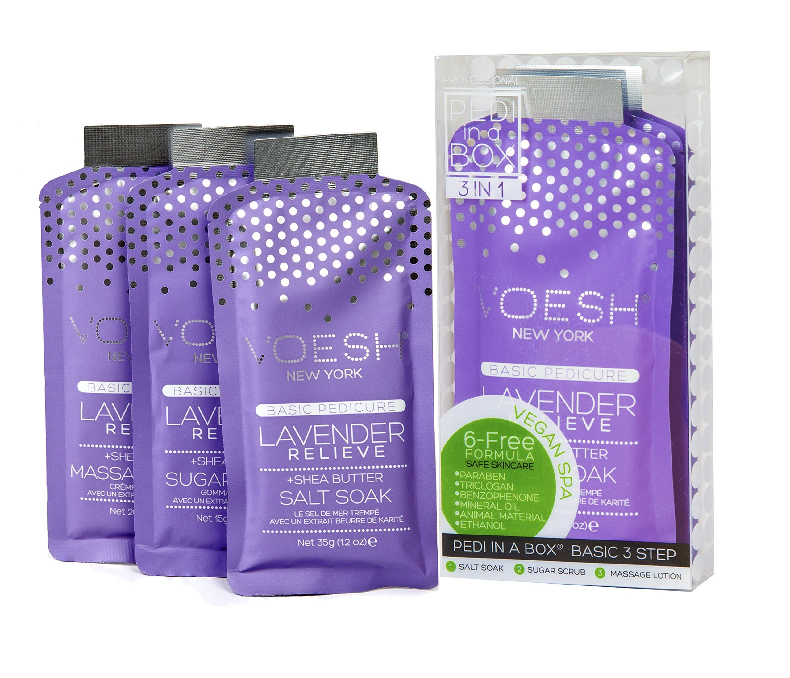 Voesh Pedi in a Box Basic 3 Step Service in Lavender Relieve