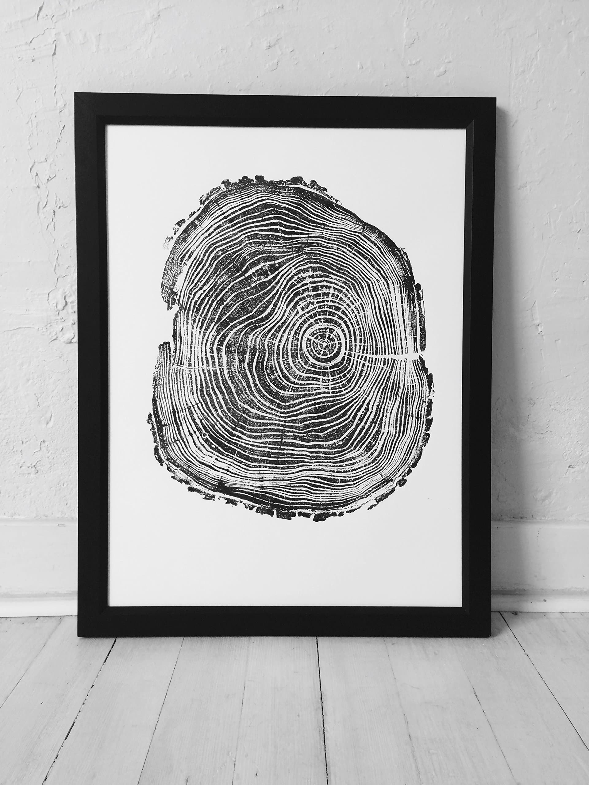 Locust Tree II, Original hand made tree ring print on 18x24 inch high quality white paper