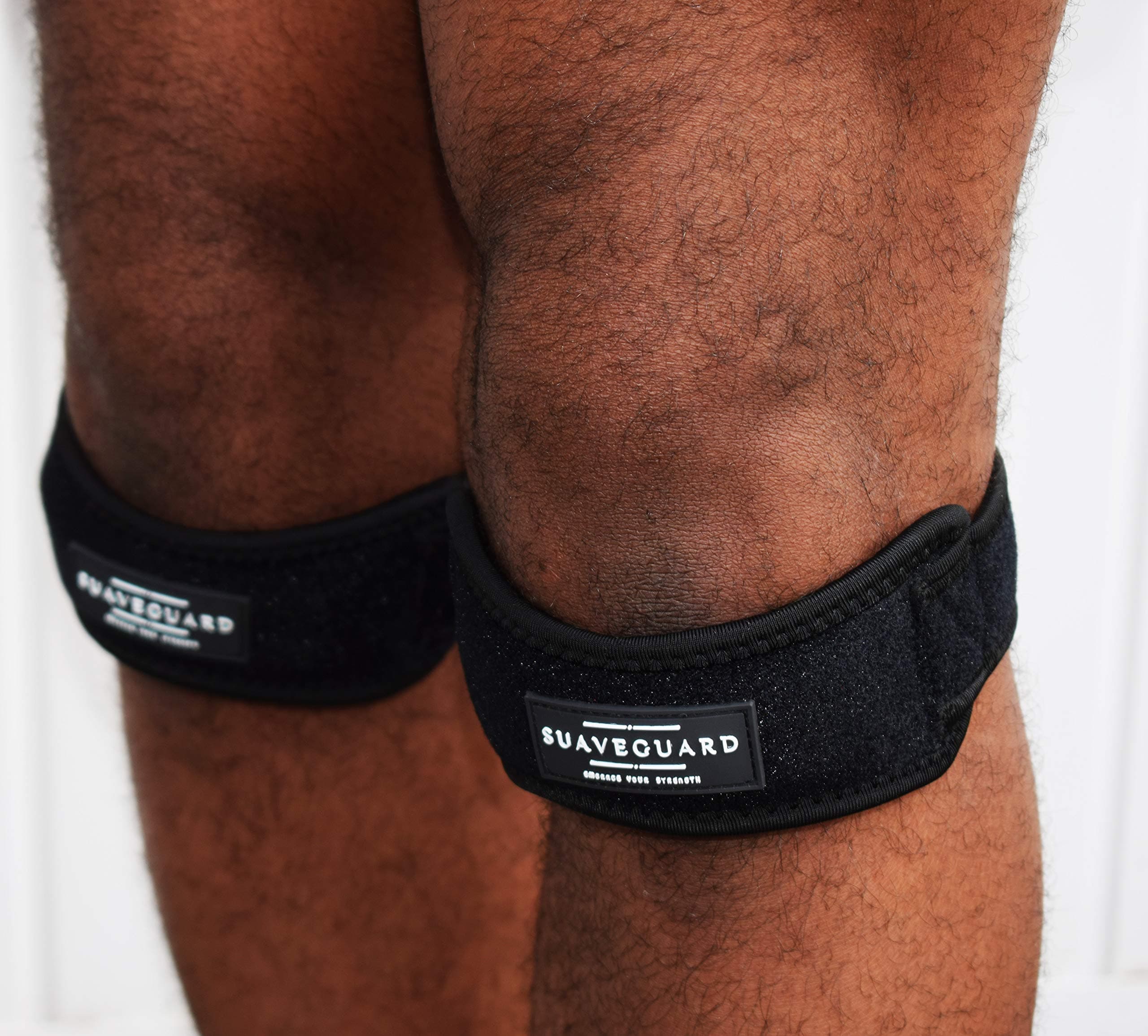Suaveguard Patella Tendon Knee Strap, 2 Pack, Stabilizing Support for Joint Pain, Tendonitis, or Injury Recovery, Flexible Neoprene for Running, CrossFit, Sports, Tennis and Fitness