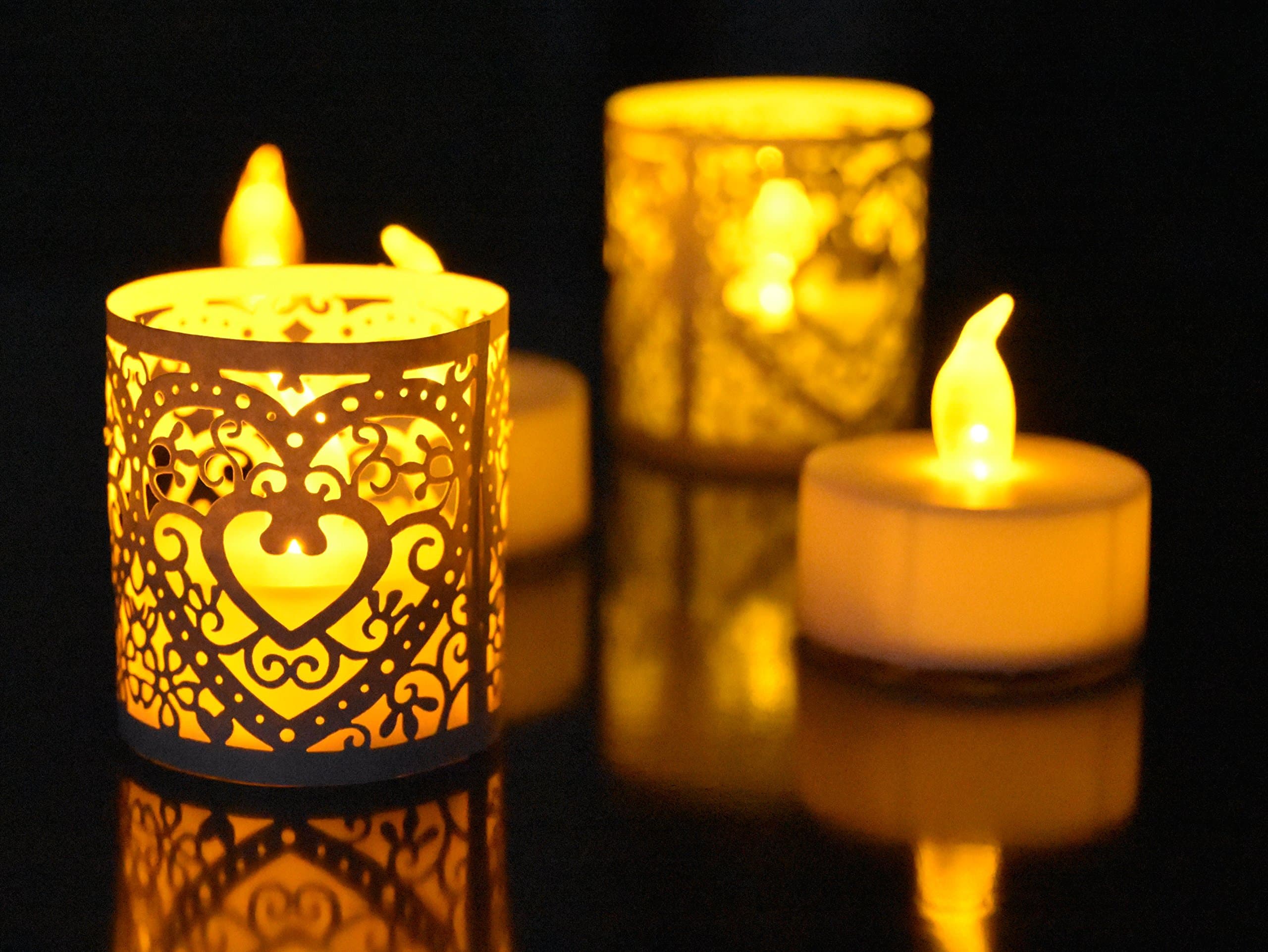 RUBY.Q 24pcs Flameless LED Tea Light Candles and 24pcs White Votive Wrap Papers