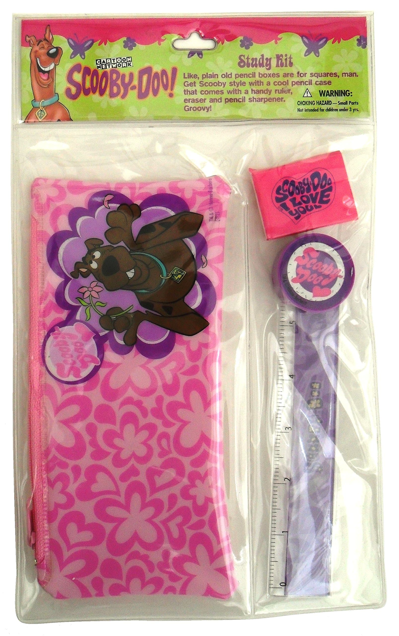 Scooby-Doo 4 Piece Study Kit - Ruler, Pencil Pouch, Pencil Sharpener & Eraser