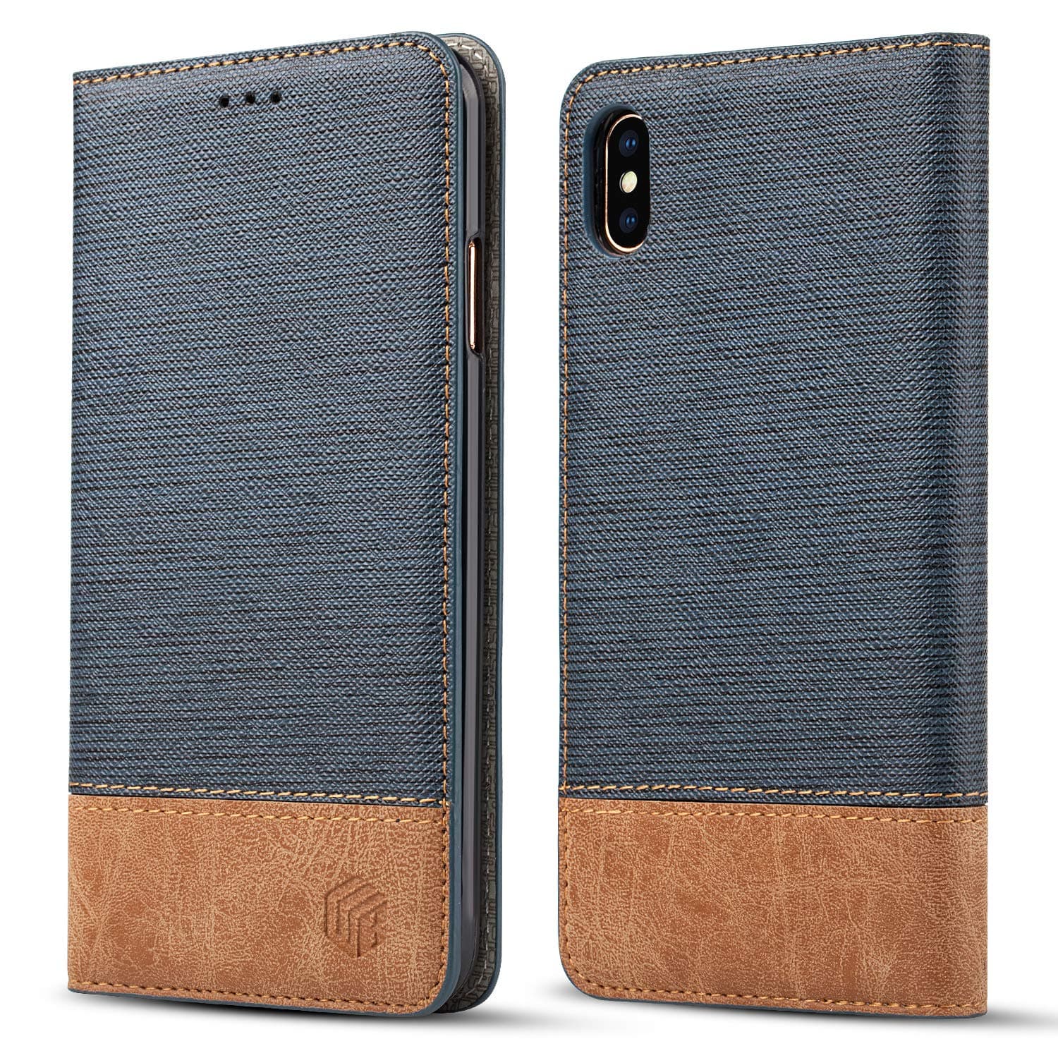 for iPhone Xs Max Wallet Case,WenBelle,Stand Feature,Double Layer Shock Absorbing Premium Soft PU Color Matching Leather Cover Flip Cases for Apple iPhone Xs Max 6.5 inch (Blue)