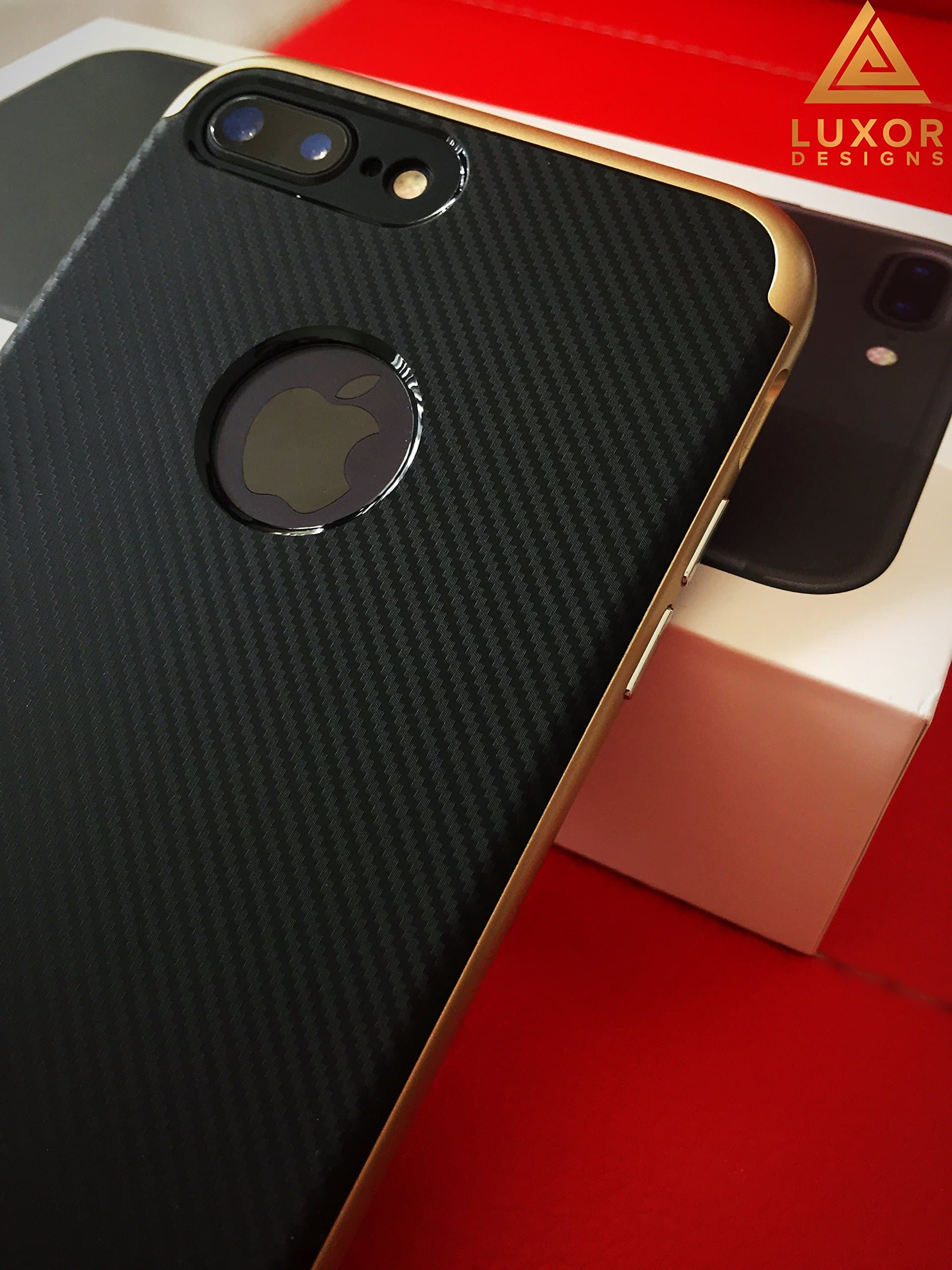 iPhone 7 Plus Case,Gold 2 in 1 Ultra Thin and Slim TPU Shockproof Protective Case Coated Carbon Fiber Finish Surface with PC Hard Frame for Apple iPhone 7 Plus (5.5'')(2016)