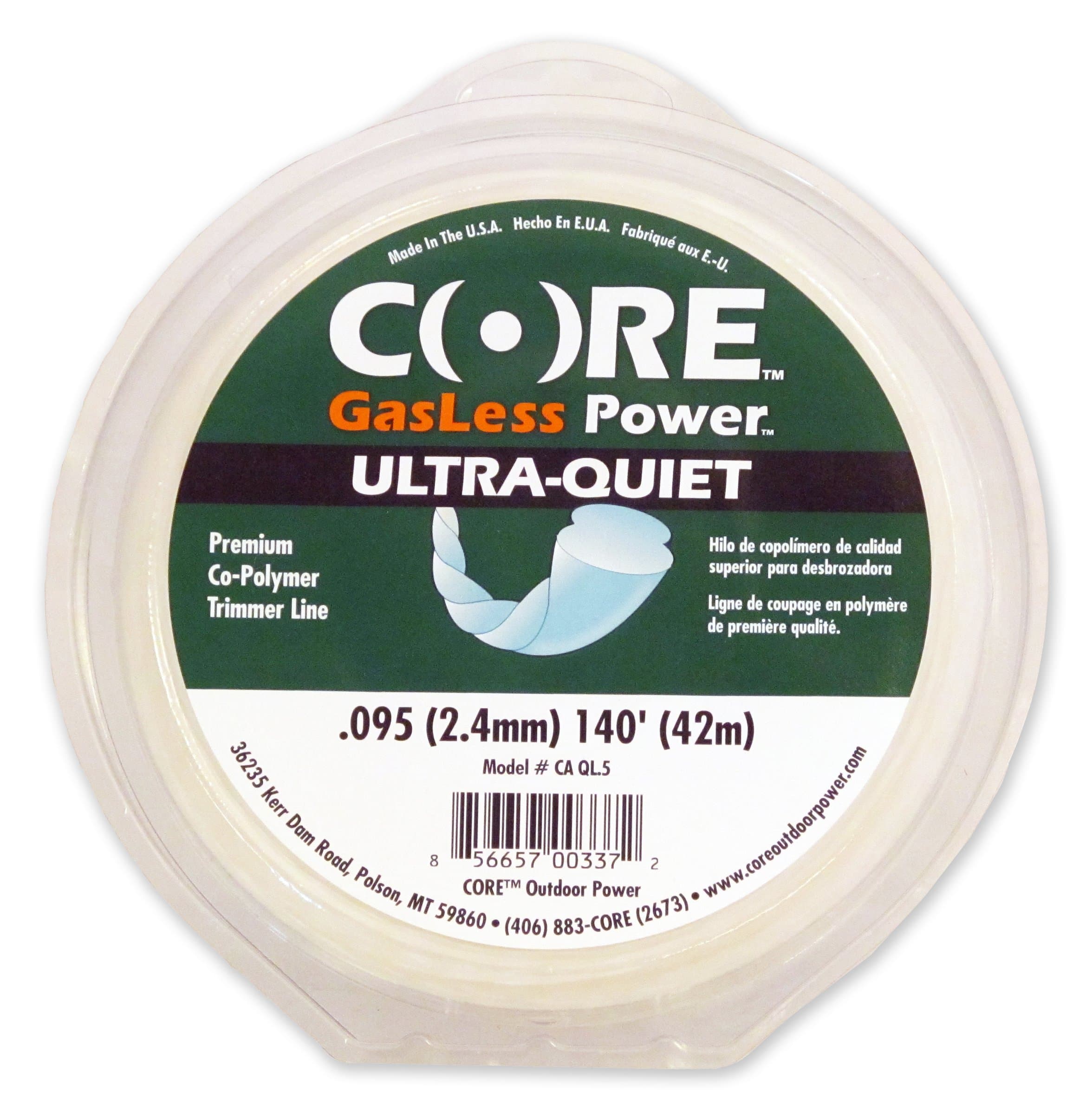 CORE GasLess Power CAQL.5 Premium Co-Polymer Trimmer Line, 1/2-Pound